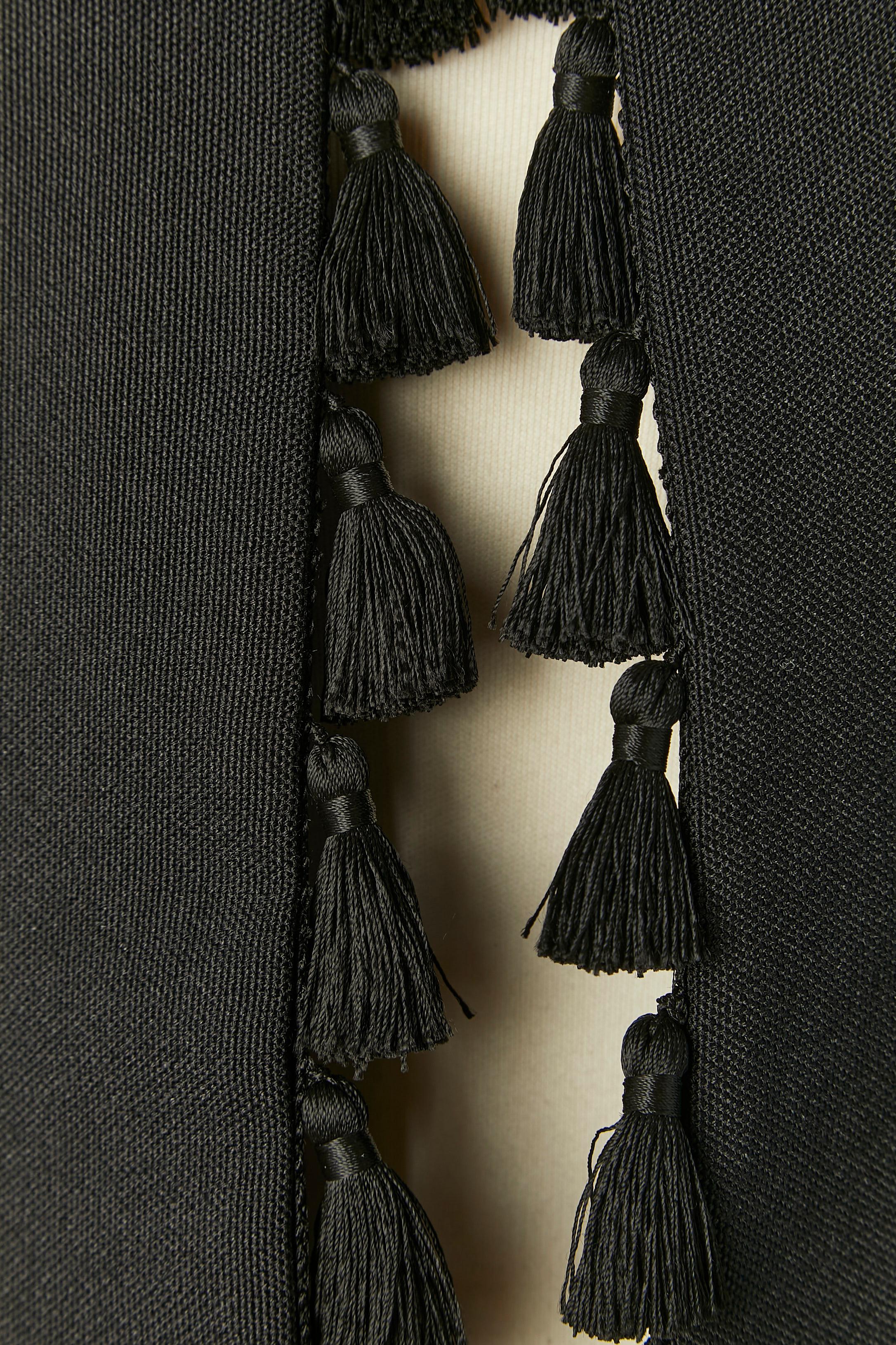 Black wool edge to edge jacket with tassel edge CHRISTIAN DIOR Cruise 2024 In New Condition For Sale In Saint-Ouen-Sur-Seine, FR