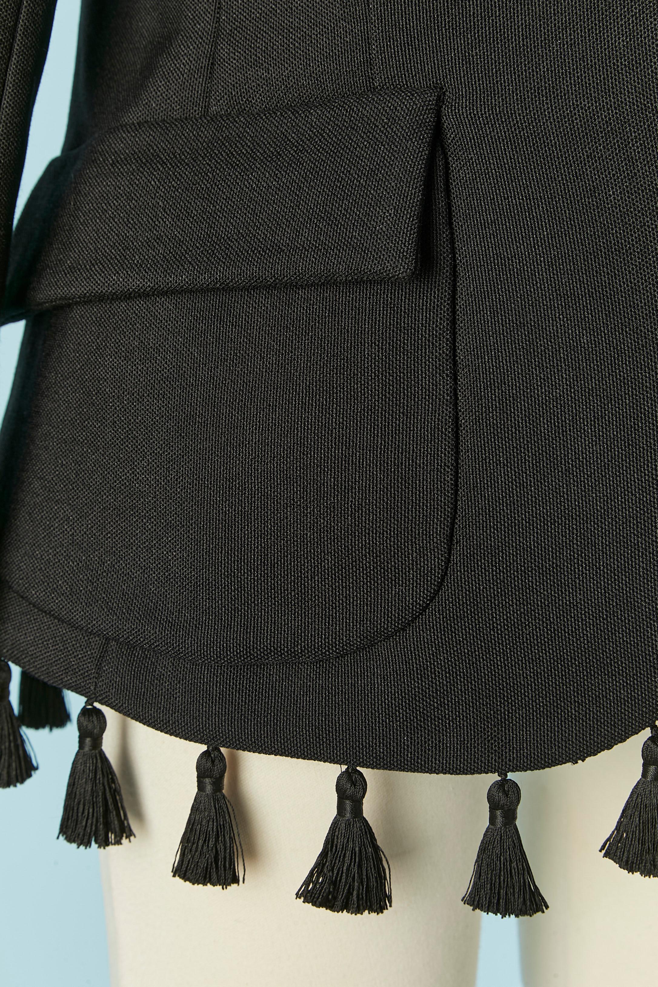 Women's Black wool edge to edge jacket with tassel edge CHRISTIAN DIOR Cruise 2024 For Sale