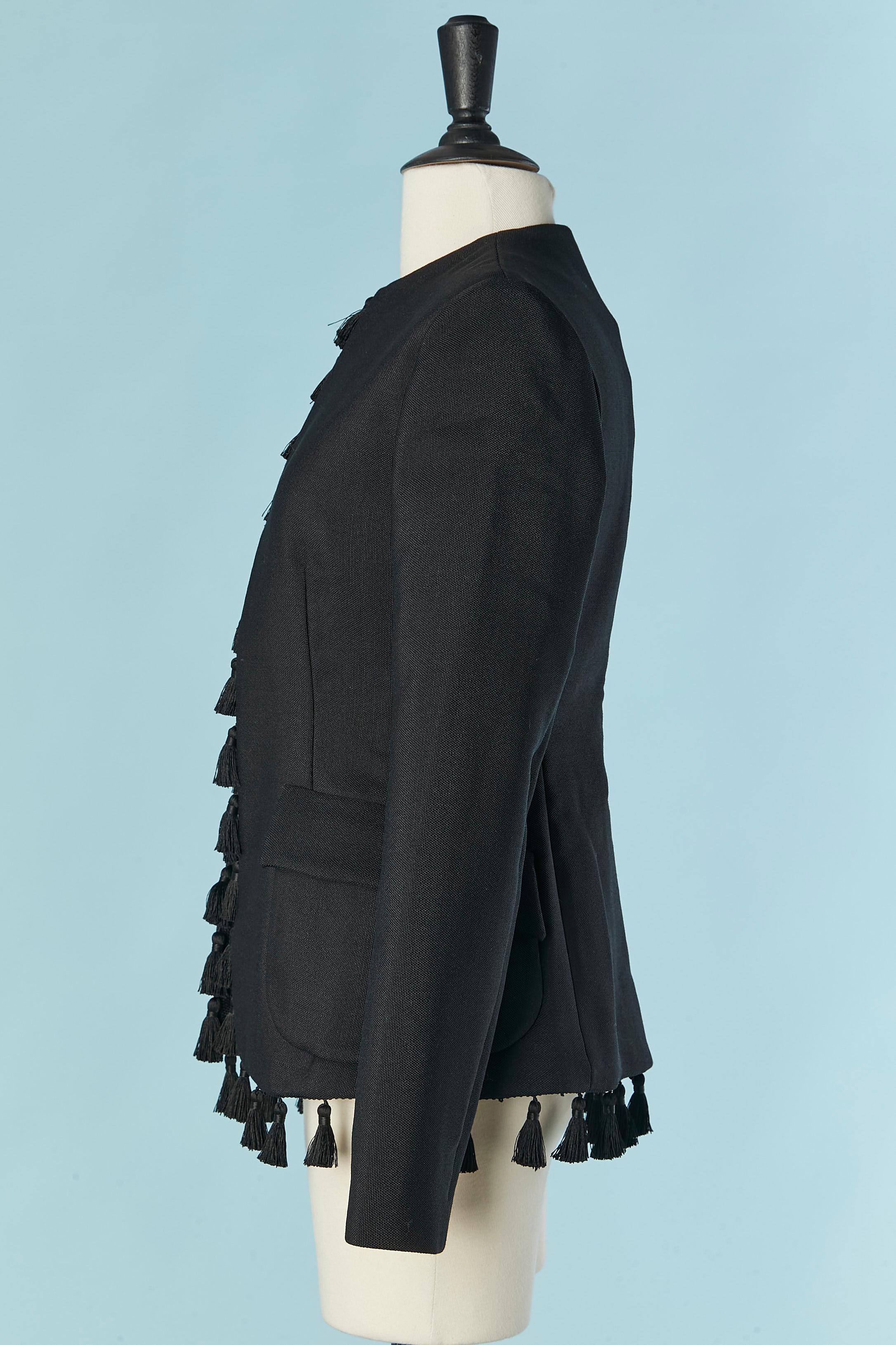 Black wool edge to edge jacket with tassel edge CHRISTIAN DIOR Cruise 2024 For Sale 1