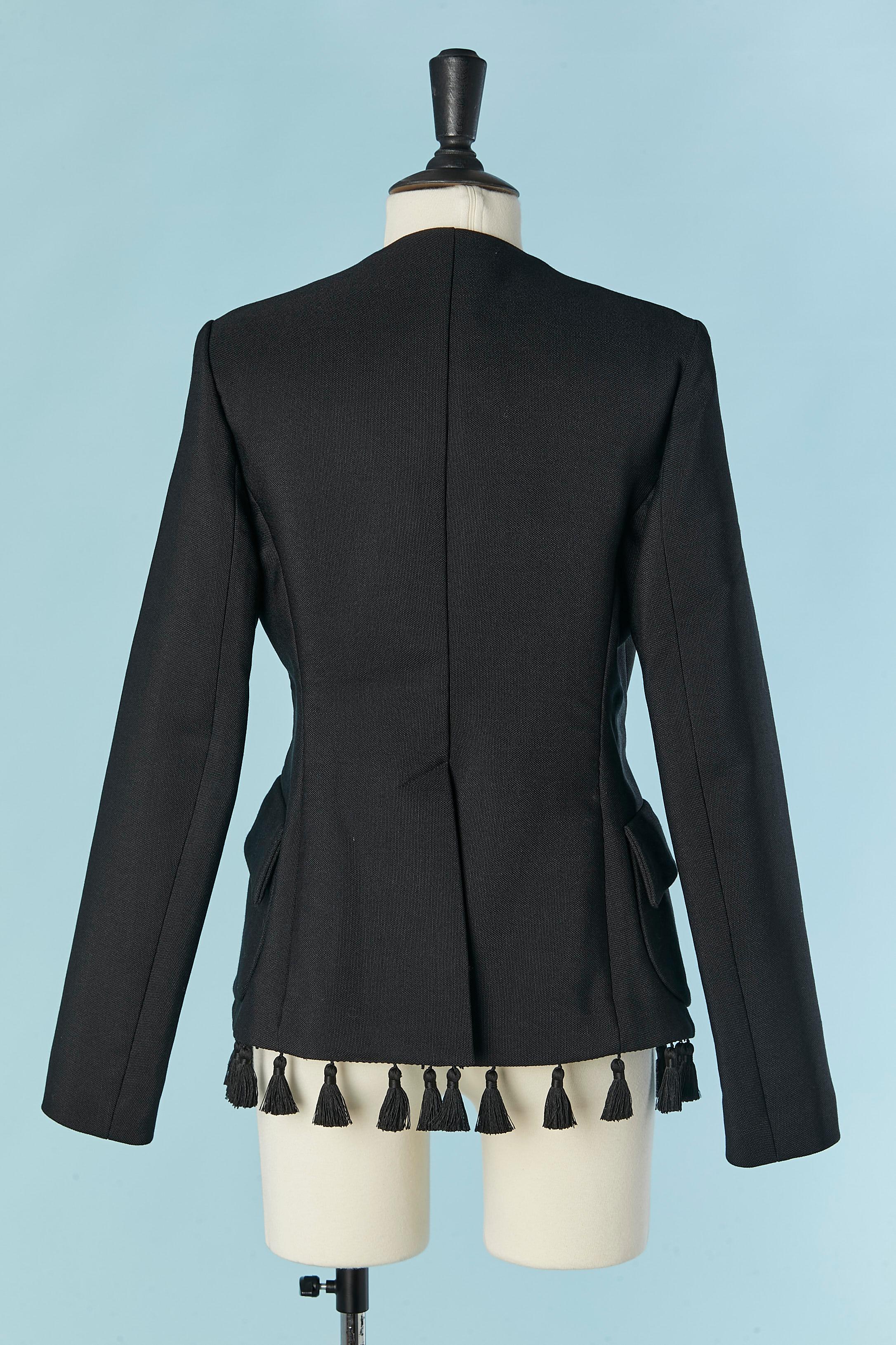 Black wool edge to edge jacket with tassel edge CHRISTIAN DIOR Cruise 2024 For Sale 2