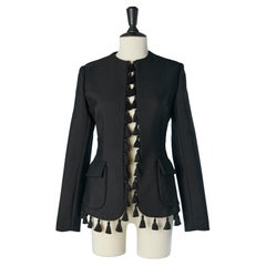 Black wool edge to edge jacket with tassel edge CHRISTIAN DIOR Cruise 2024