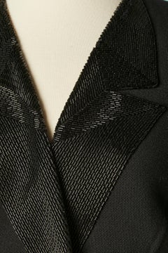 Black wool evening jacket with beaded collar and pockets Mila Schon