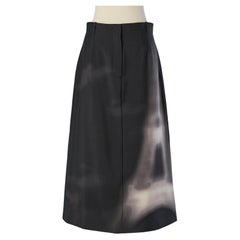 Black wool flare skirt with Eiffel Tower pattern CHRISTIAN DIOR