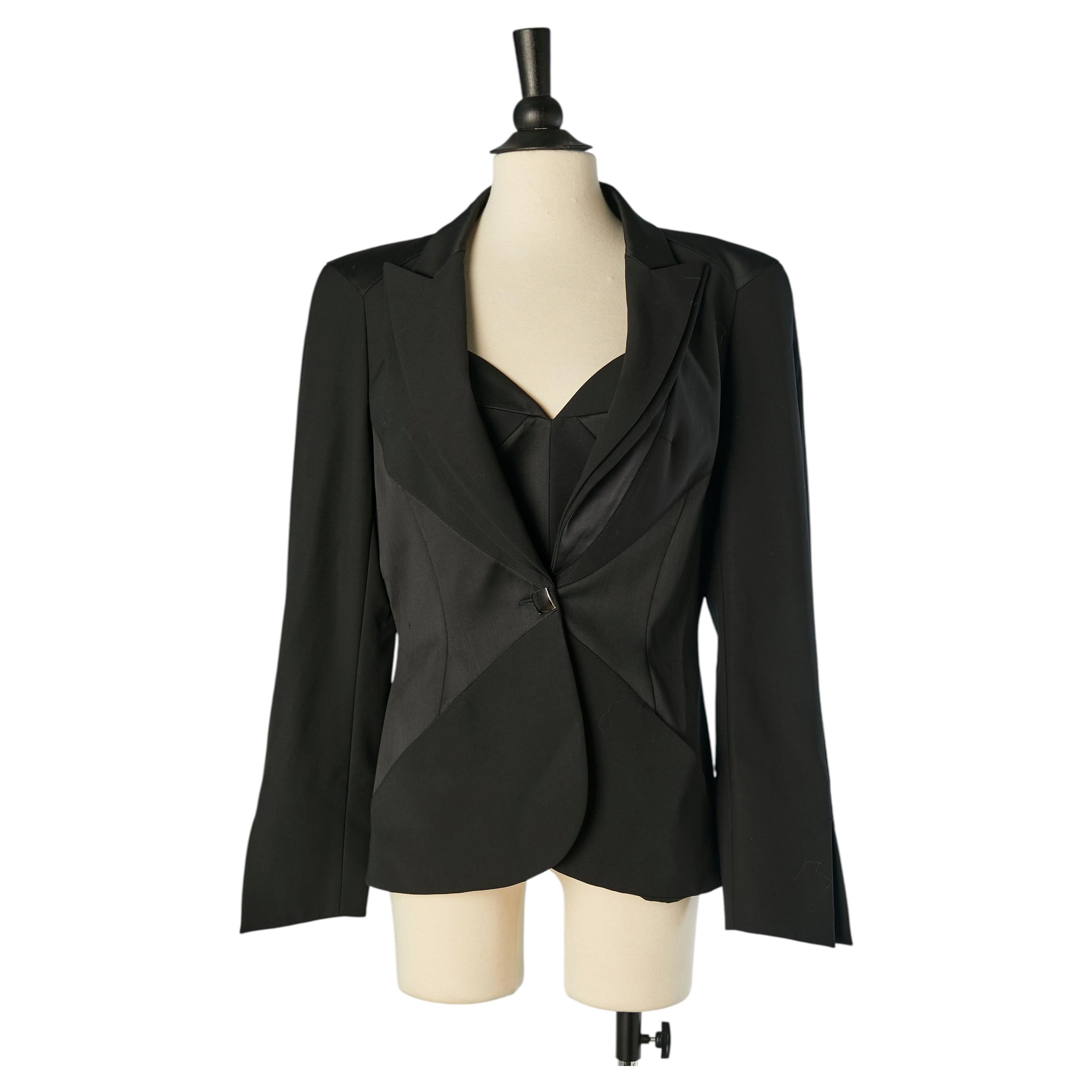 Black wool jacket and bustier ensemble THIERRY MUGLER COUTURE For Sale