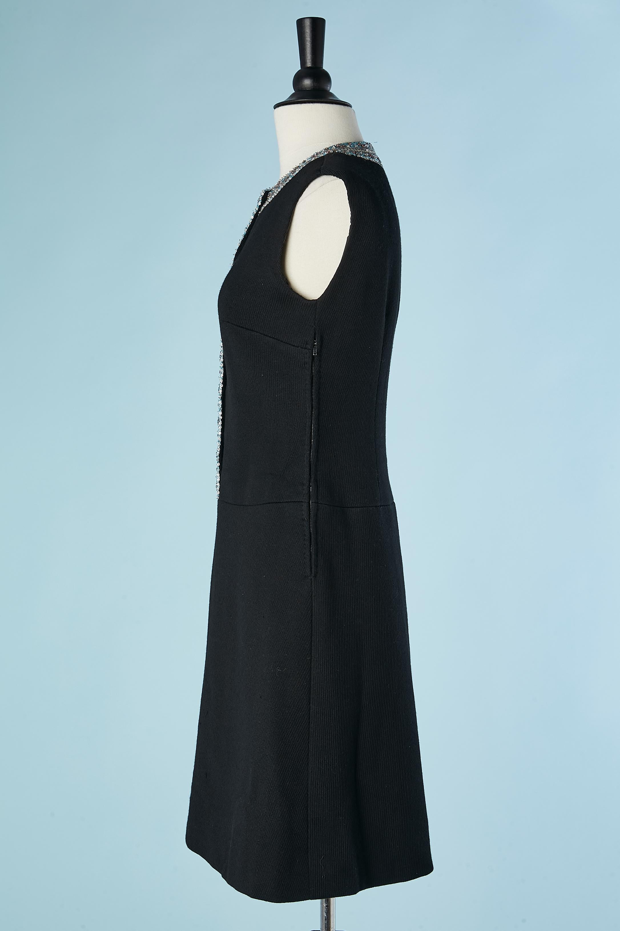 Black wool jacket and dress cocktail ensemble Anna Belletti Roma Circa 1960's For Sale 7