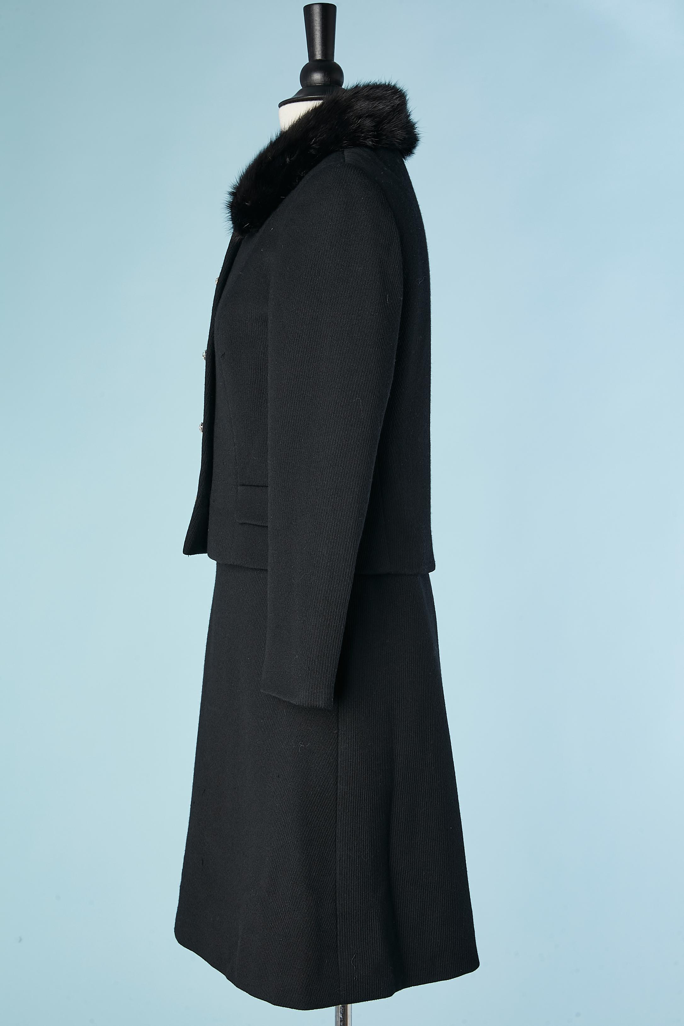 Black wool jacket and dress cocktail ensemble Anna Belletti Roma Circa 1960's For Sale 1