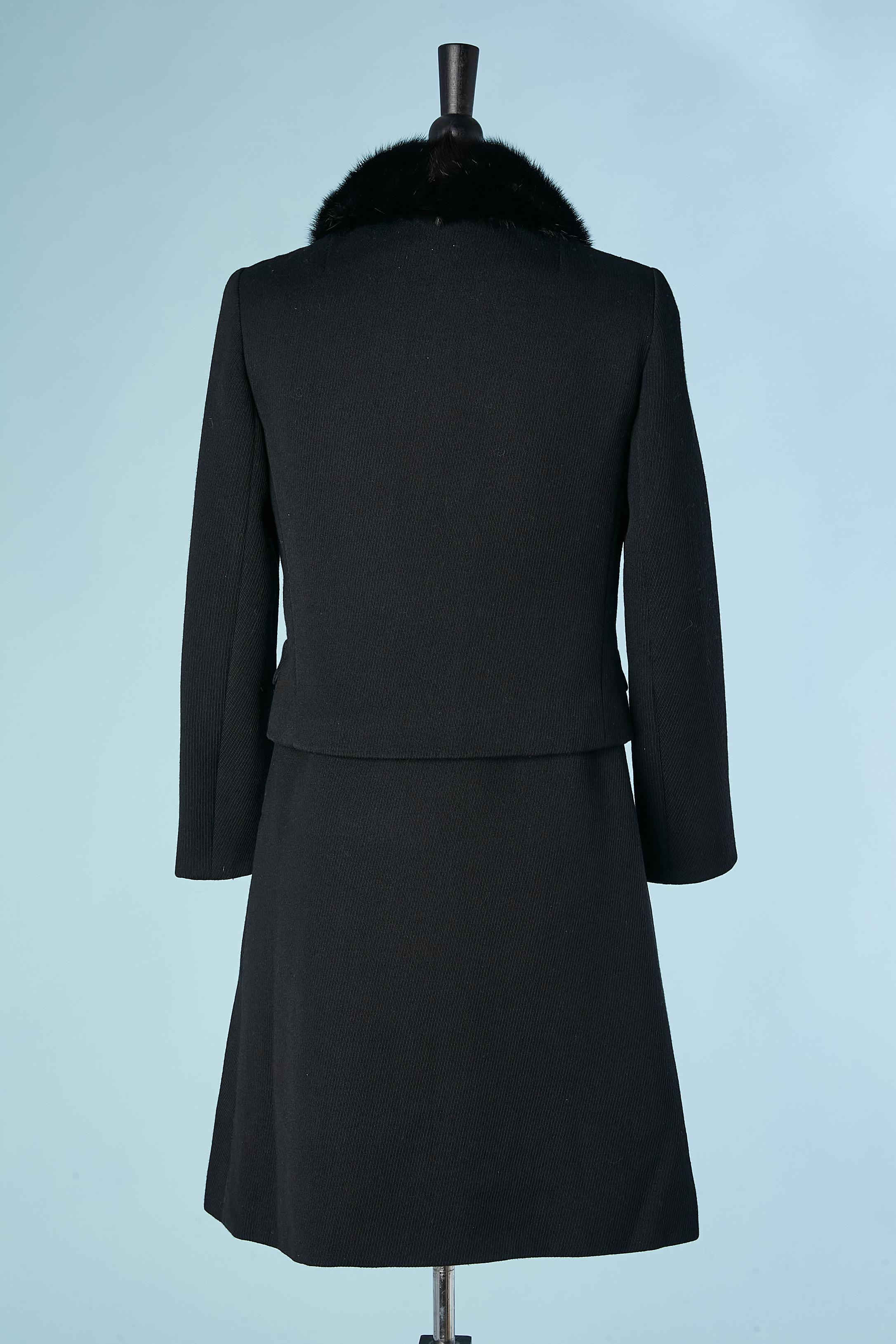 Black wool jacket and dress cocktail ensemble Anna Belletti Roma Circa 1960's For Sale 2
