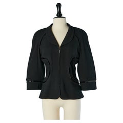 Black wool jacket with black sequin inside the cut-work CHANEL Circa 2006