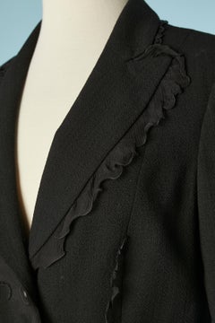 Black wool jacket with black silk chiffon ruffles Moschino Cheap and Chic