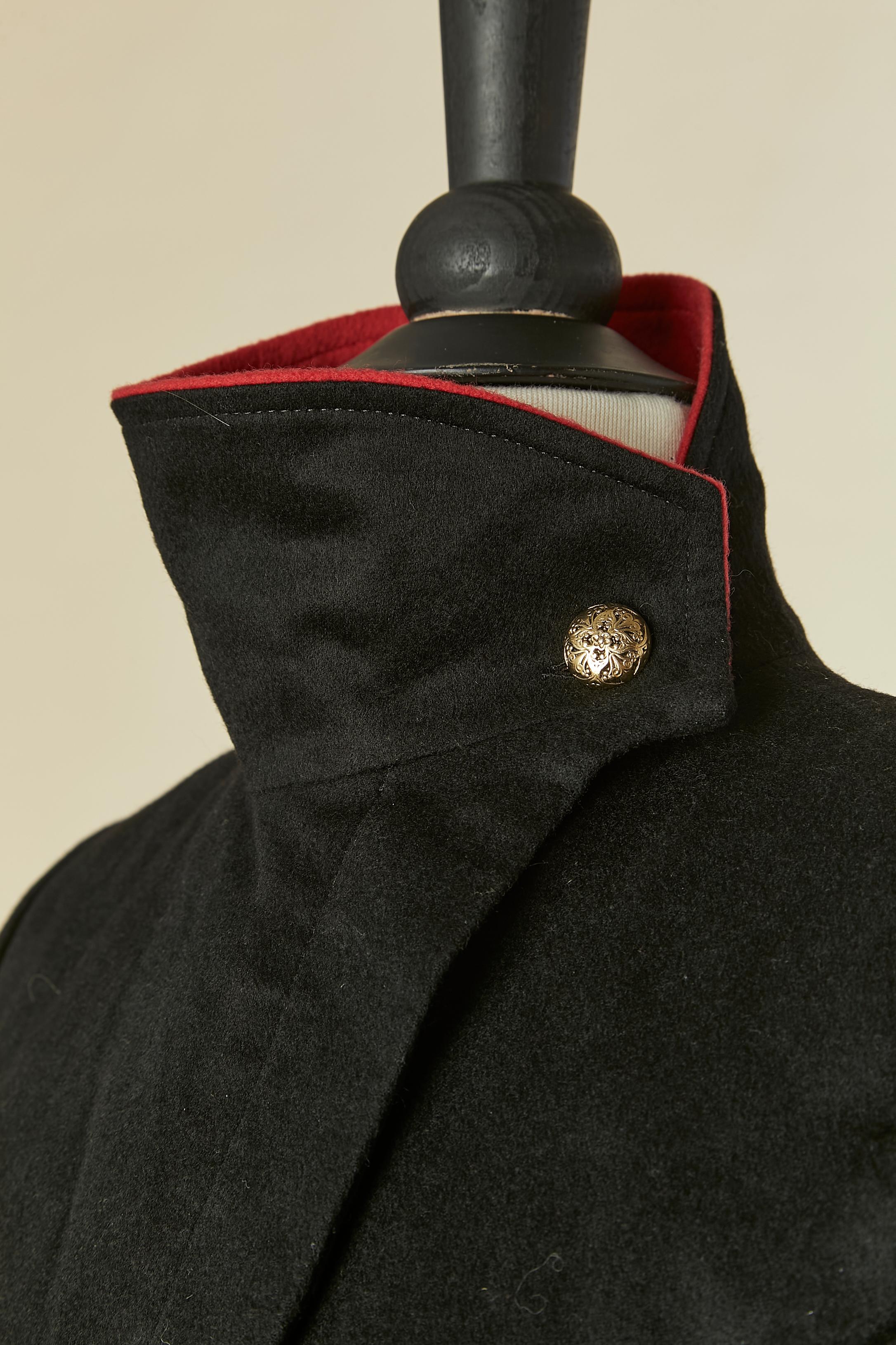 Nero Giacca in lana nera con collo e polsini rossi LANVIN in vendita