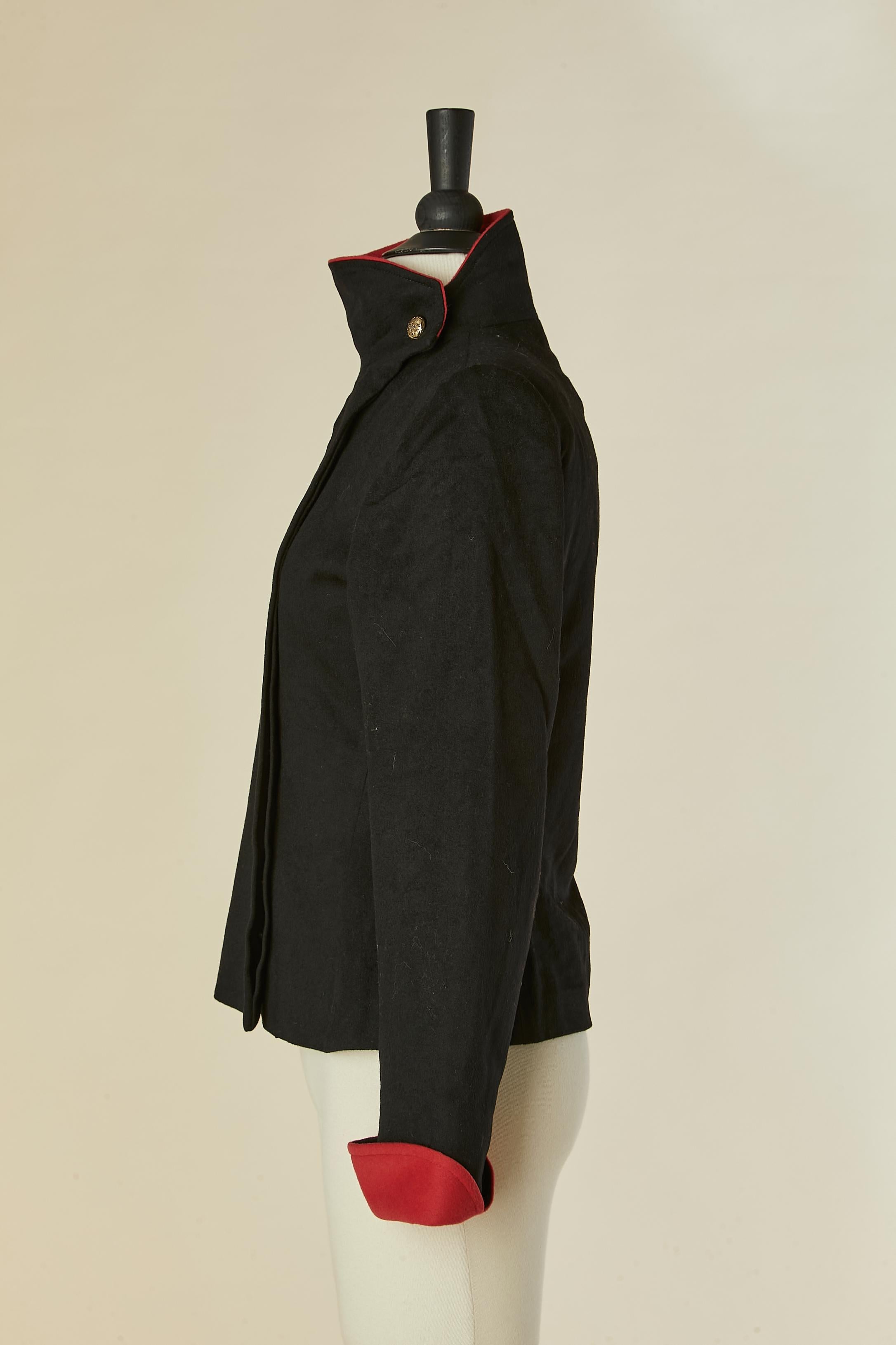 Giacca in lana nera con collo e polsini rossi LANVIN In condizioni ottime in vendita a Saint-Ouen-Sur-Seine, FR