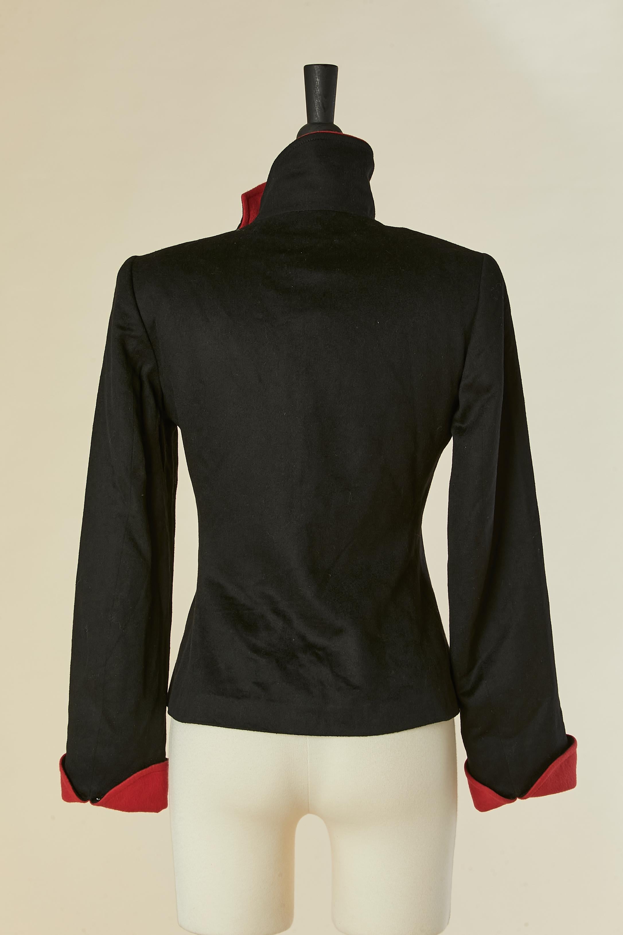 Donna Giacca in lana nera con collo e polsini rossi LANVIN in vendita