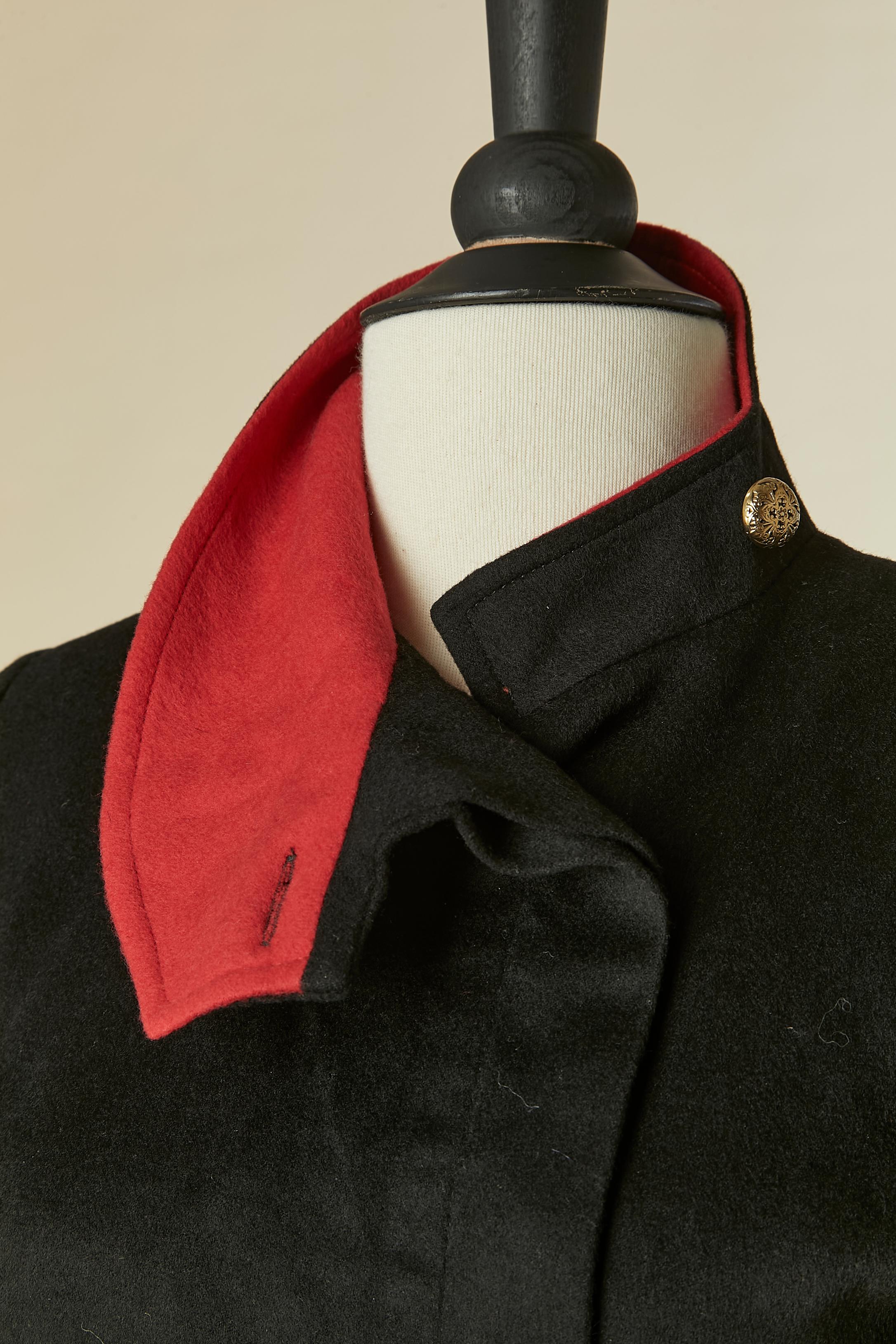 Giacca in lana nera con collo e polsini rossi LANVIN in vendita 1