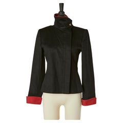 Black wool jacket with red collar and cuffs LANVIN