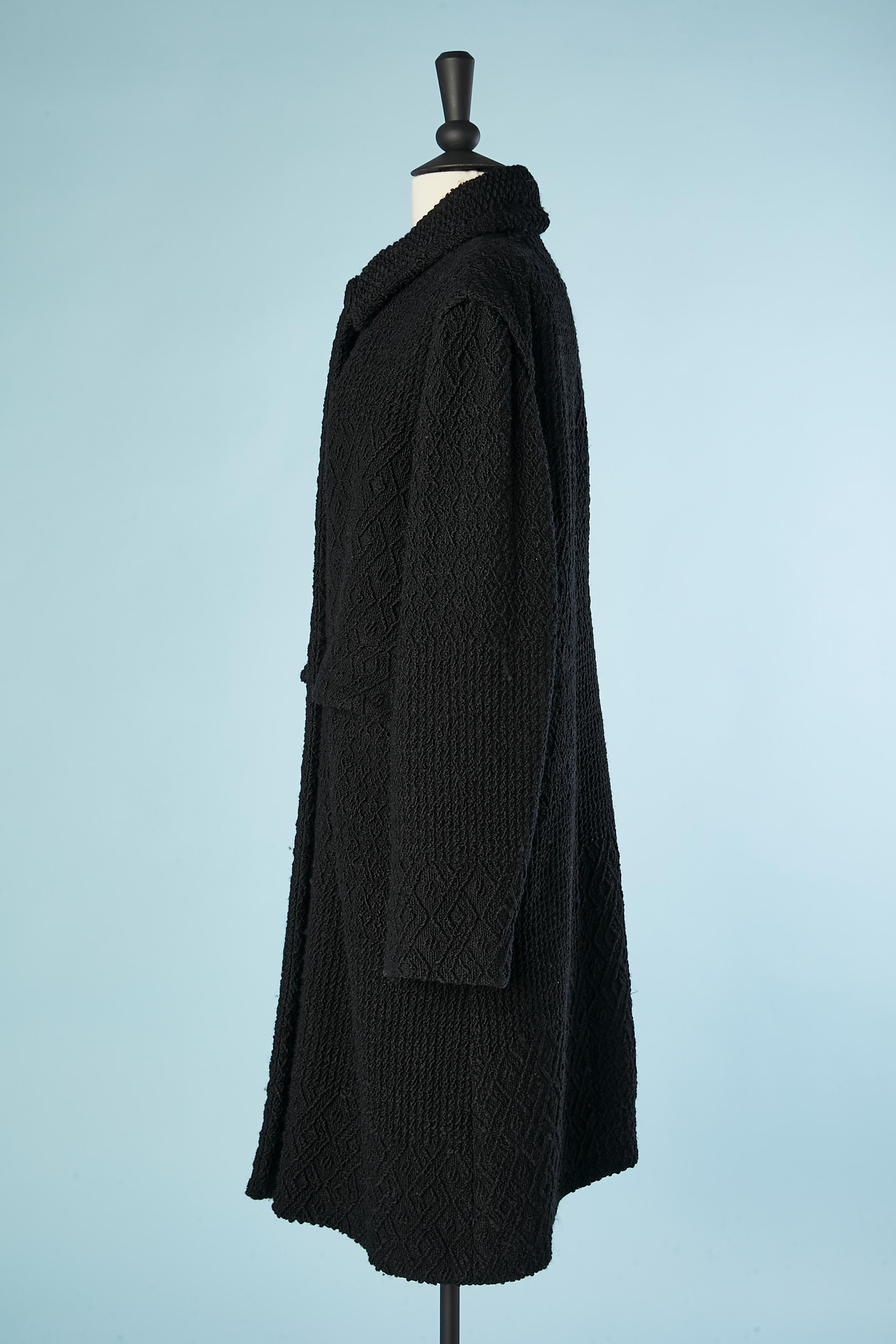 Christian Lacroix Paris - Manteau en jacquard de laine noir avec doublure imprimée rose  Bon état - En vente à Saint-Ouen-Sur-Seine, FR