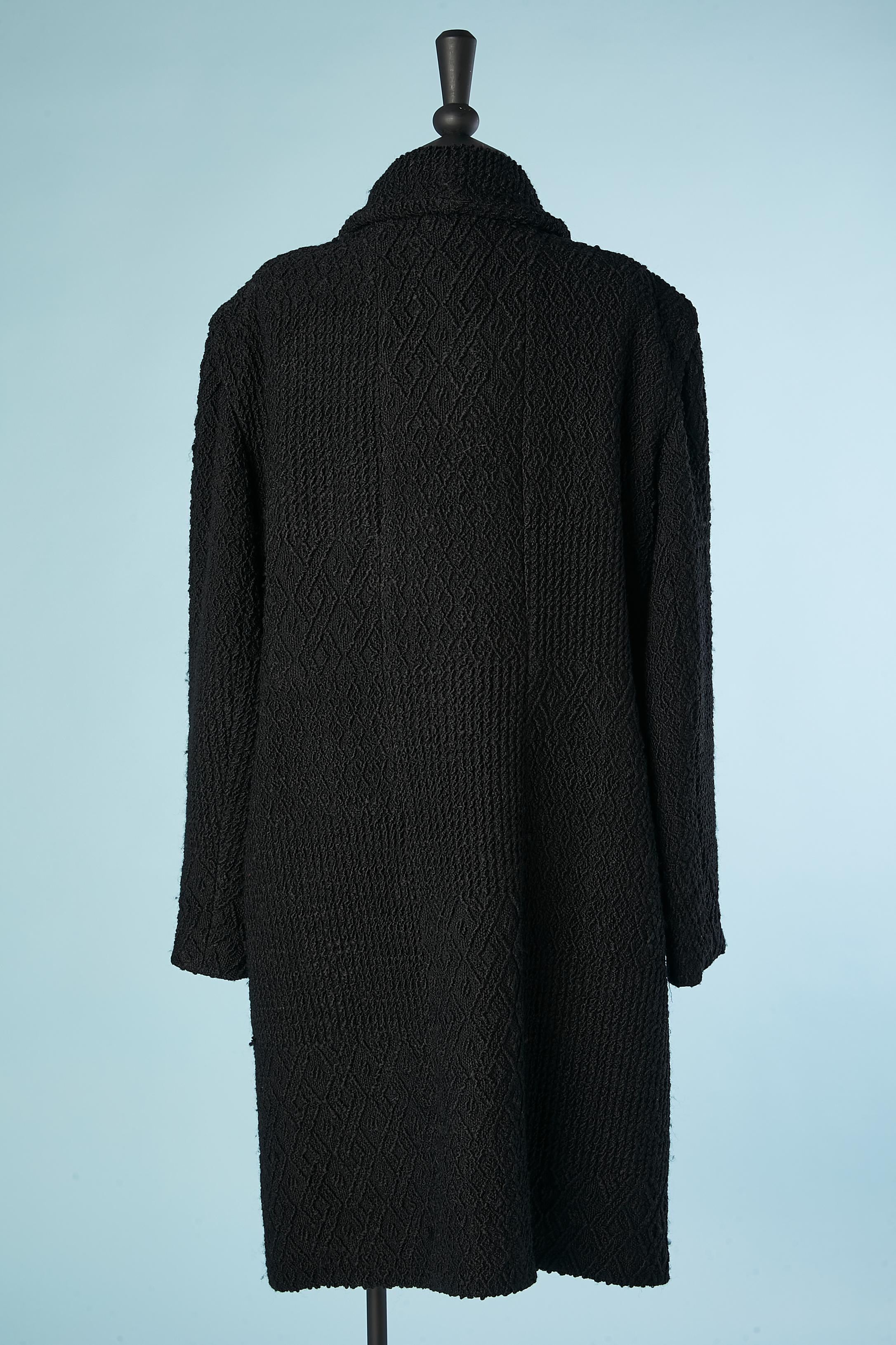 Christian Lacroix Paris - Manteau en jacquard de laine noir avec doublure imprimée rose  Pour femmes en vente