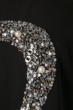 Black wool jersey cocktail dress with embroideries Moschino Cheap and Chic