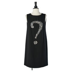 Robe de cocktail en jersey de laine noir avec broderies Moschino Cheap and Chic 