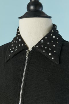 Black wool jersey cocktail dress with rhinestone embellishment MOSCHINO JEANS