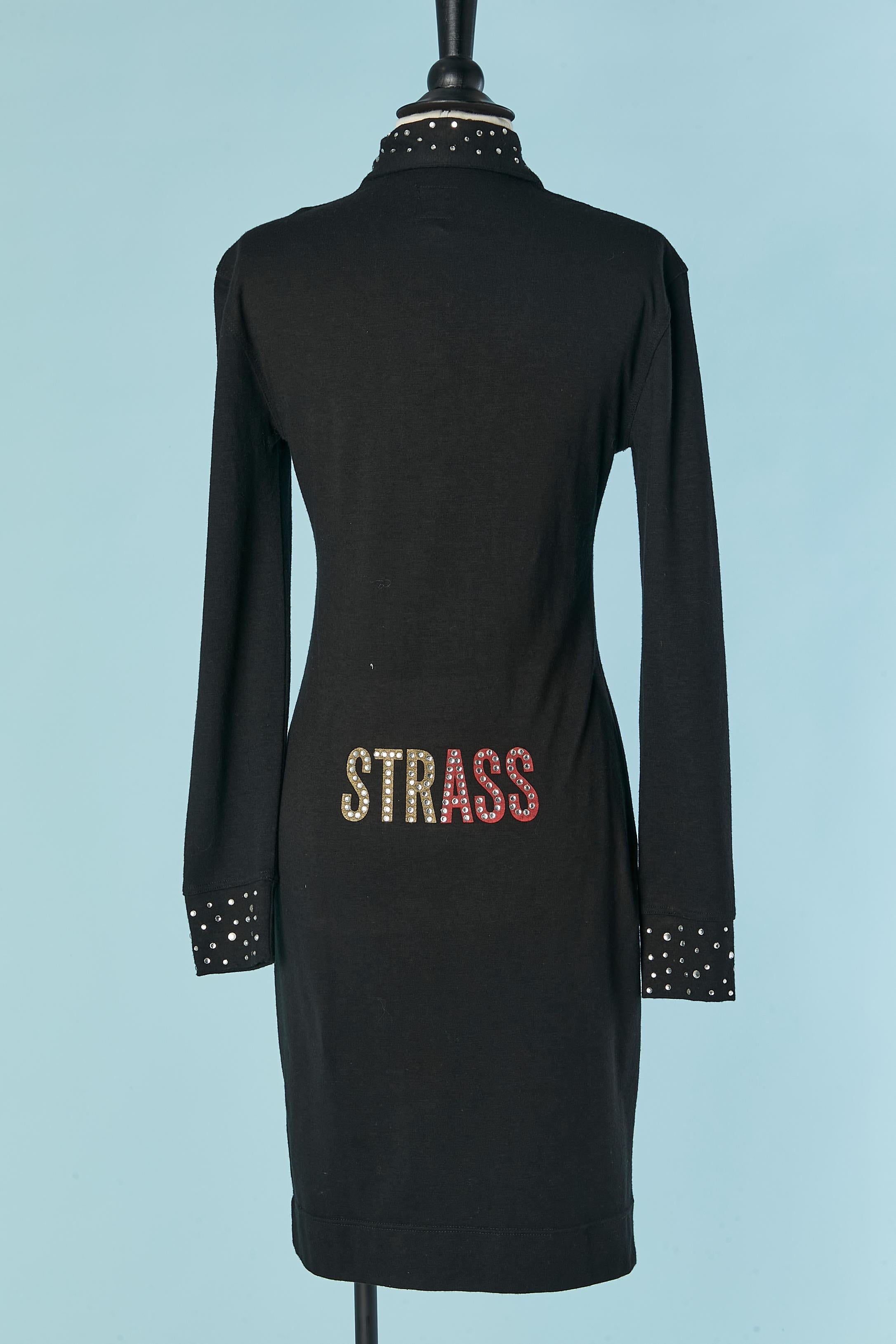 Robe de cocktail en jersey de laine noire ornée de strass Moschino Jeans Pour femmes en vente