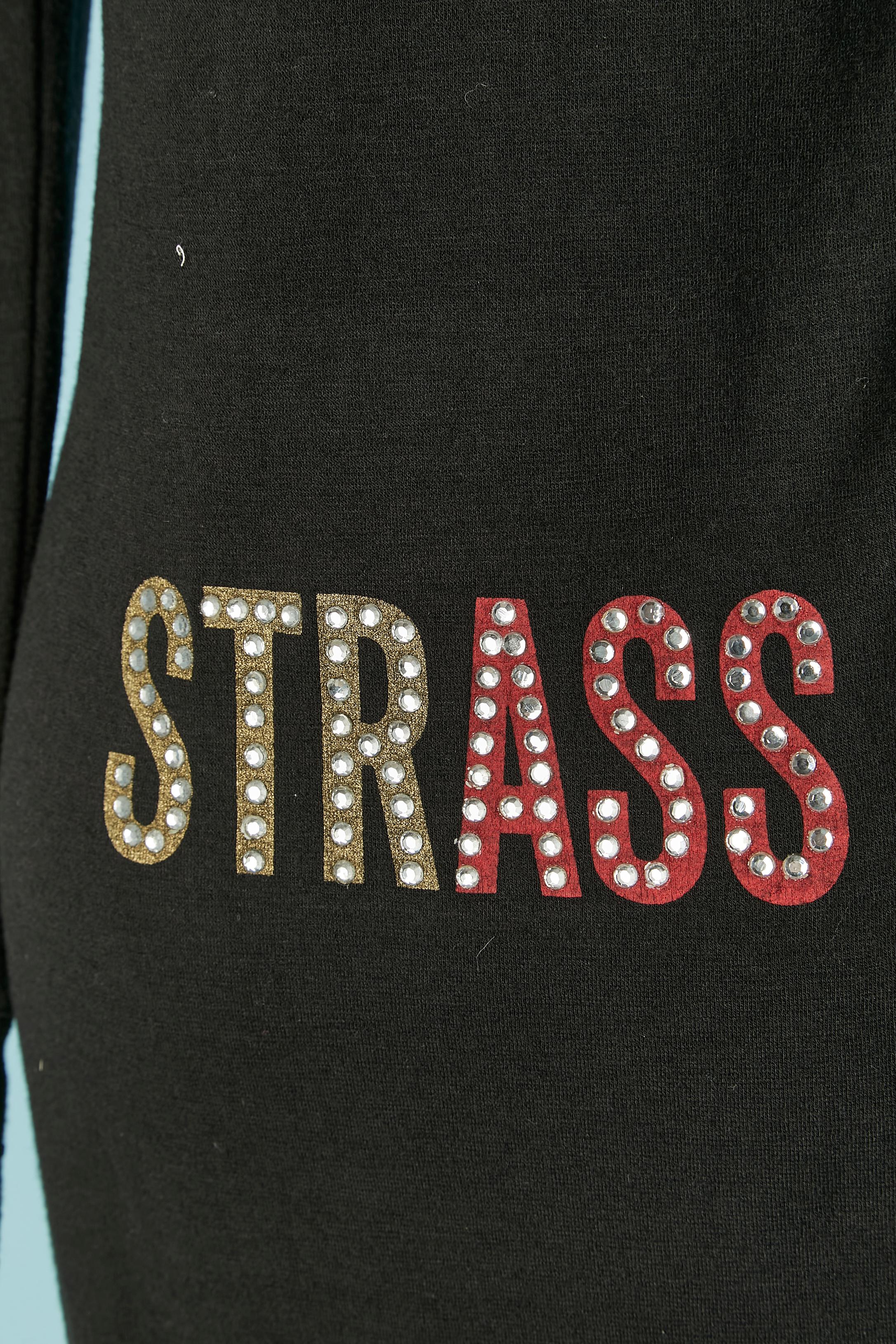 Robe de cocktail en jersey de laine noire ornée de strass Moschino Jeans en vente 1