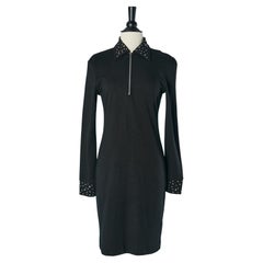Schwarzes Cocktailkleid aus Wolljersey mit Strassverzierung MOSCHINO JEANS