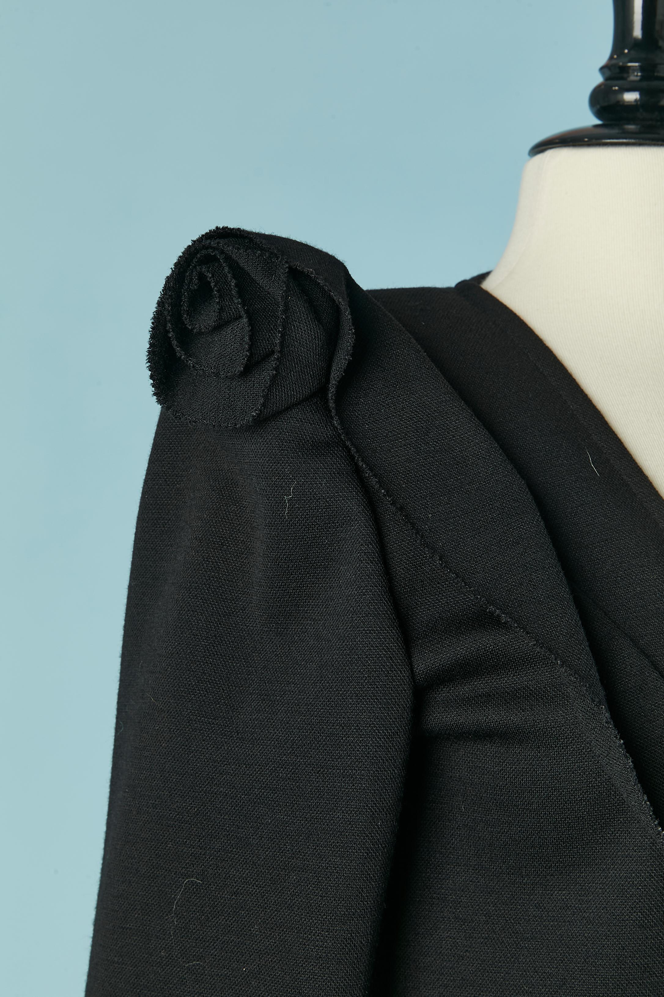 Black wool jersey skirt-suit with ruffle Sonia Rykiel chez Bloomingdale's In Excellent Condition For Sale In Saint-Ouen-Sur-Seine, FR