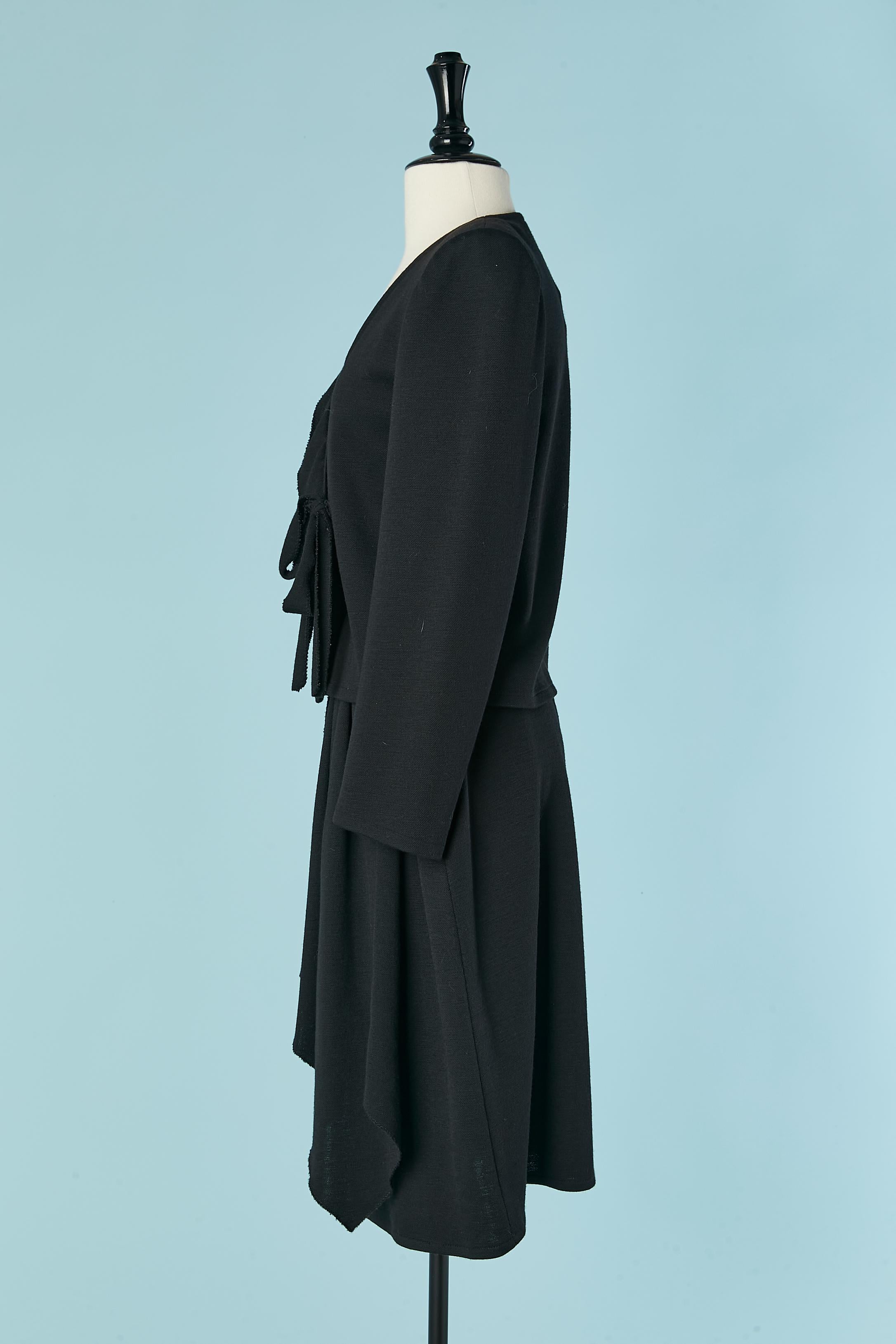 Women's Black wool jersey skirt-suit with ruffle Sonia Rykiel chez Bloomingdale's For Sale