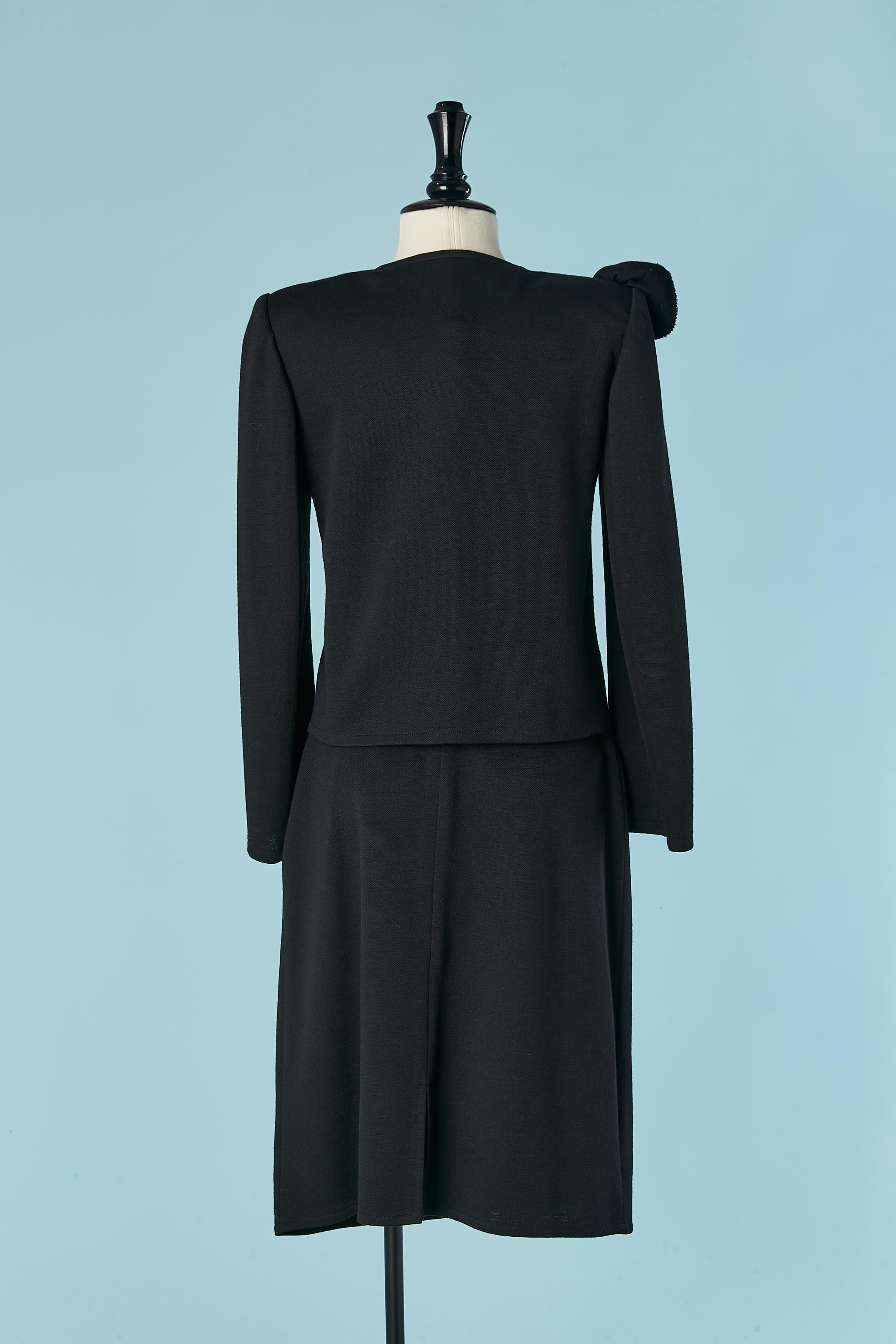Black wool jersey skirt-suit with ruffle Sonia Rykiel chez Bloomingdale's For Sale 1