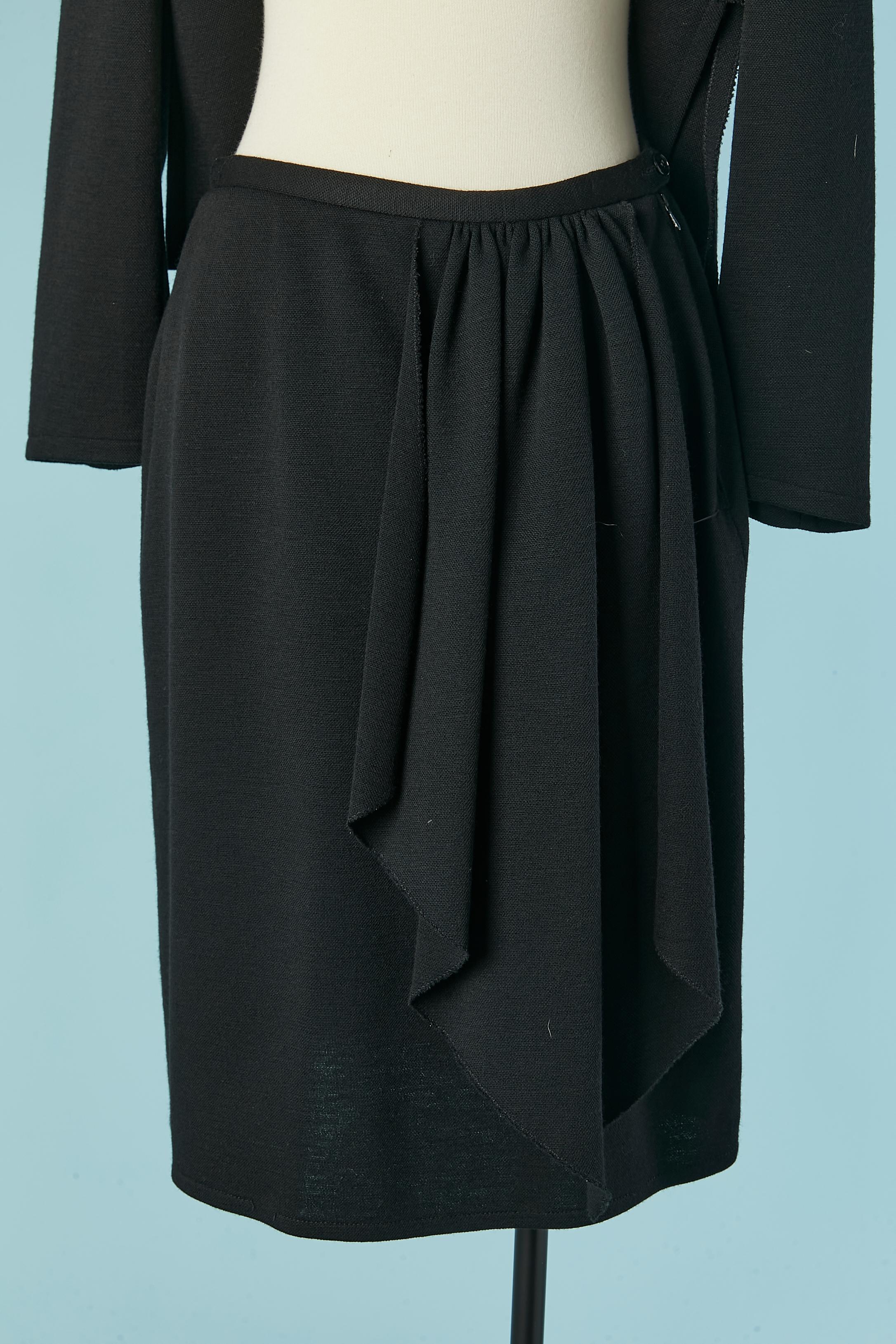 Black wool jersey skirt-suit with ruffle Sonia Rykiel chez Bloomingdale's For Sale 2
