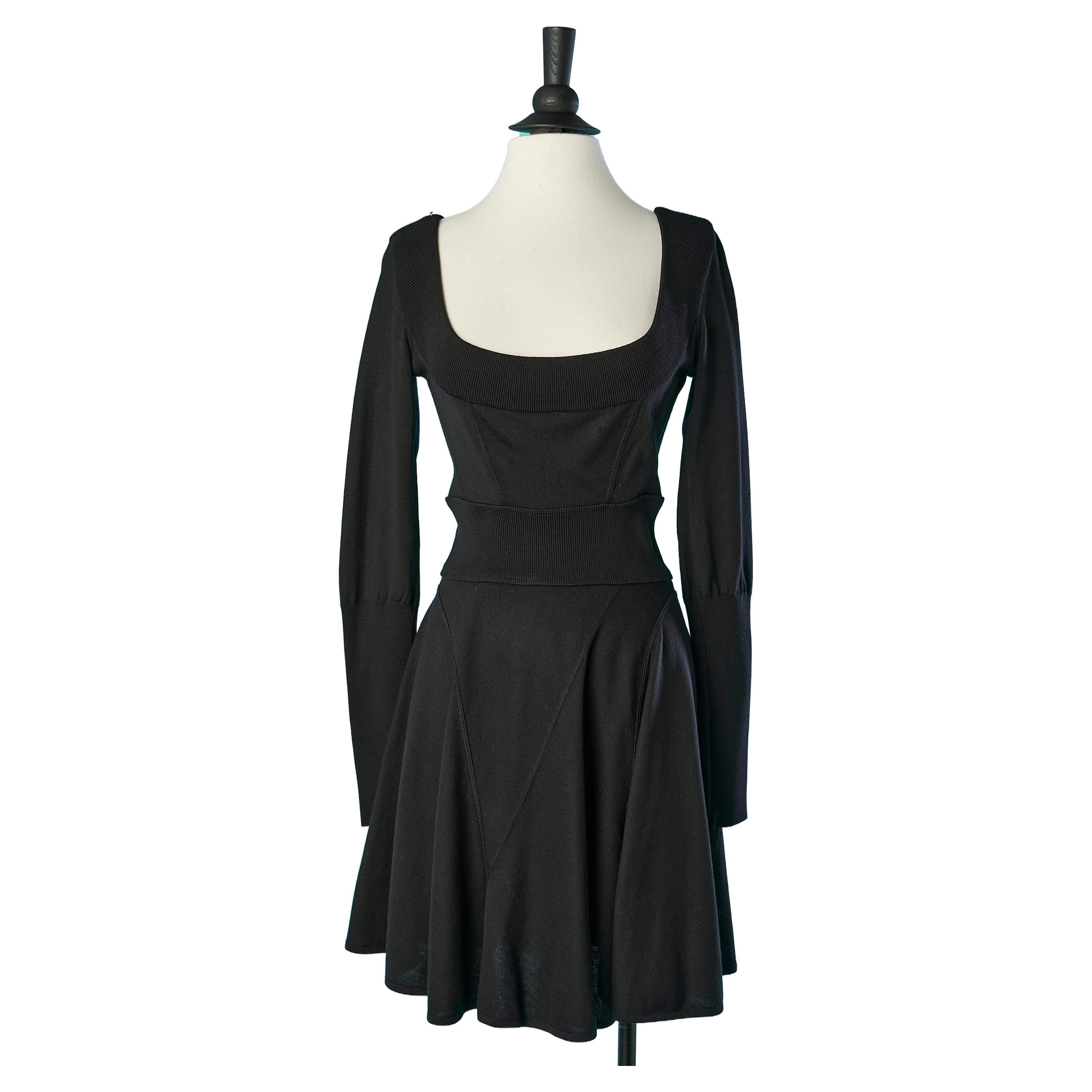 Black wool knit dress Alaia  For Sale
