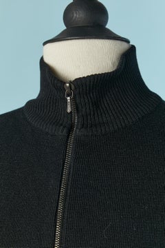Black wool knit mini -dress with zip ALAIA