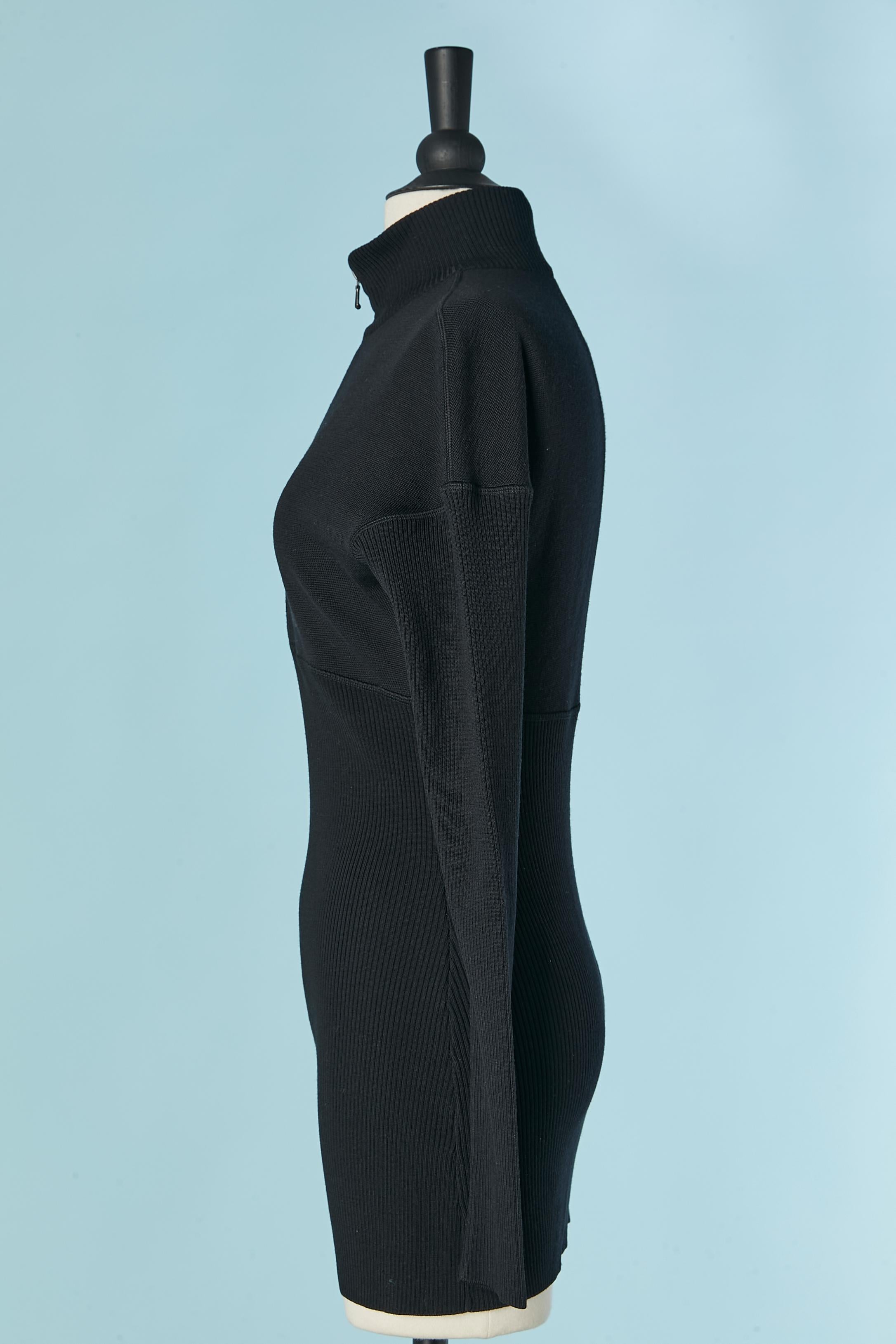 De las mujeres Minivestido de punto de lana negro con cremallera ALAIA en venta
