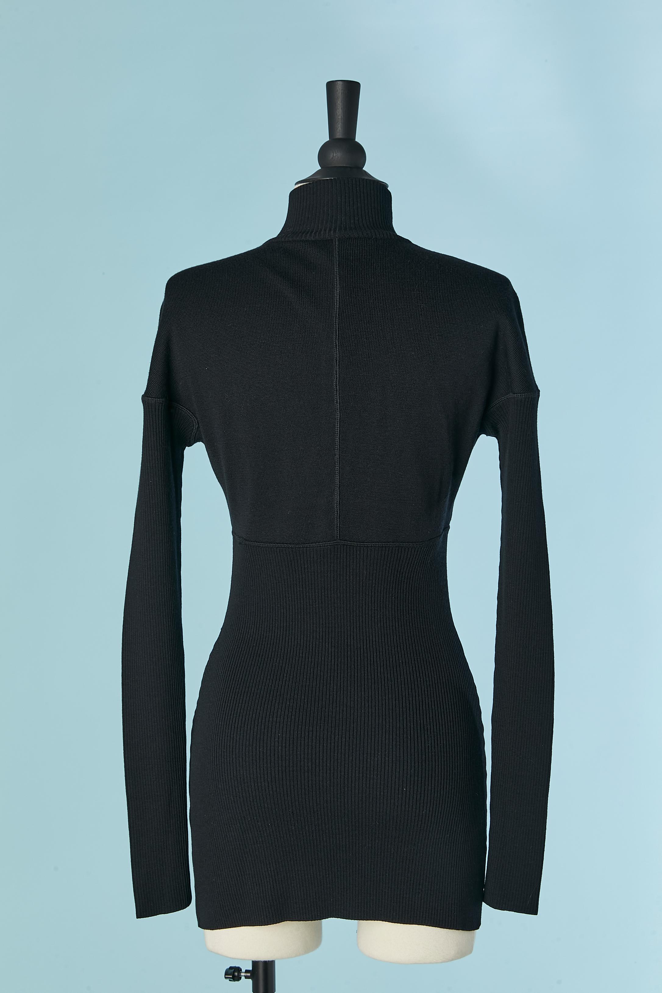 Minivestido de punto de lana negro con cremallera ALAIA en venta 1