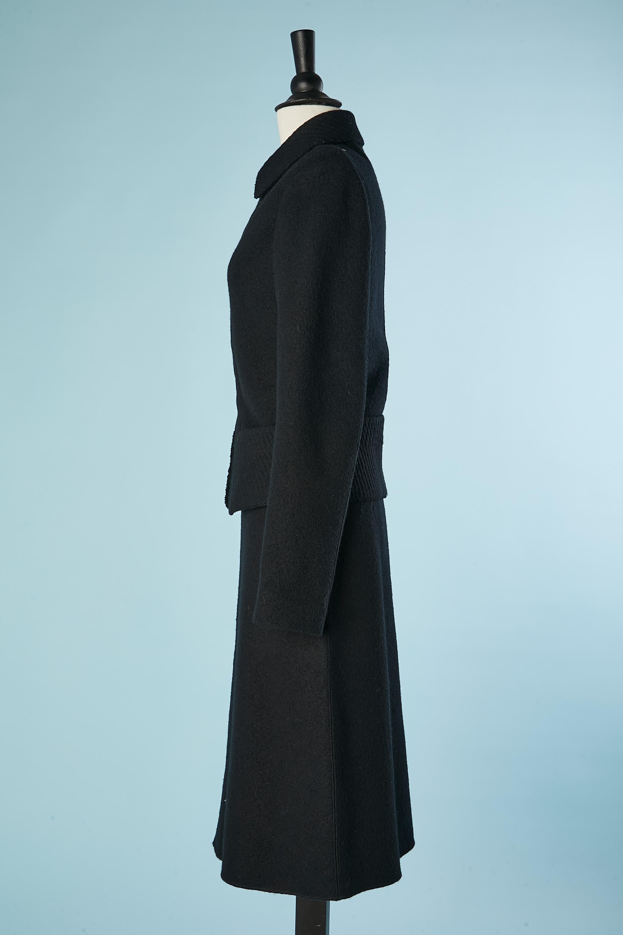 Women's Black wool knit skirt-suit with edge to edge jacket AlaÏa  For Sale