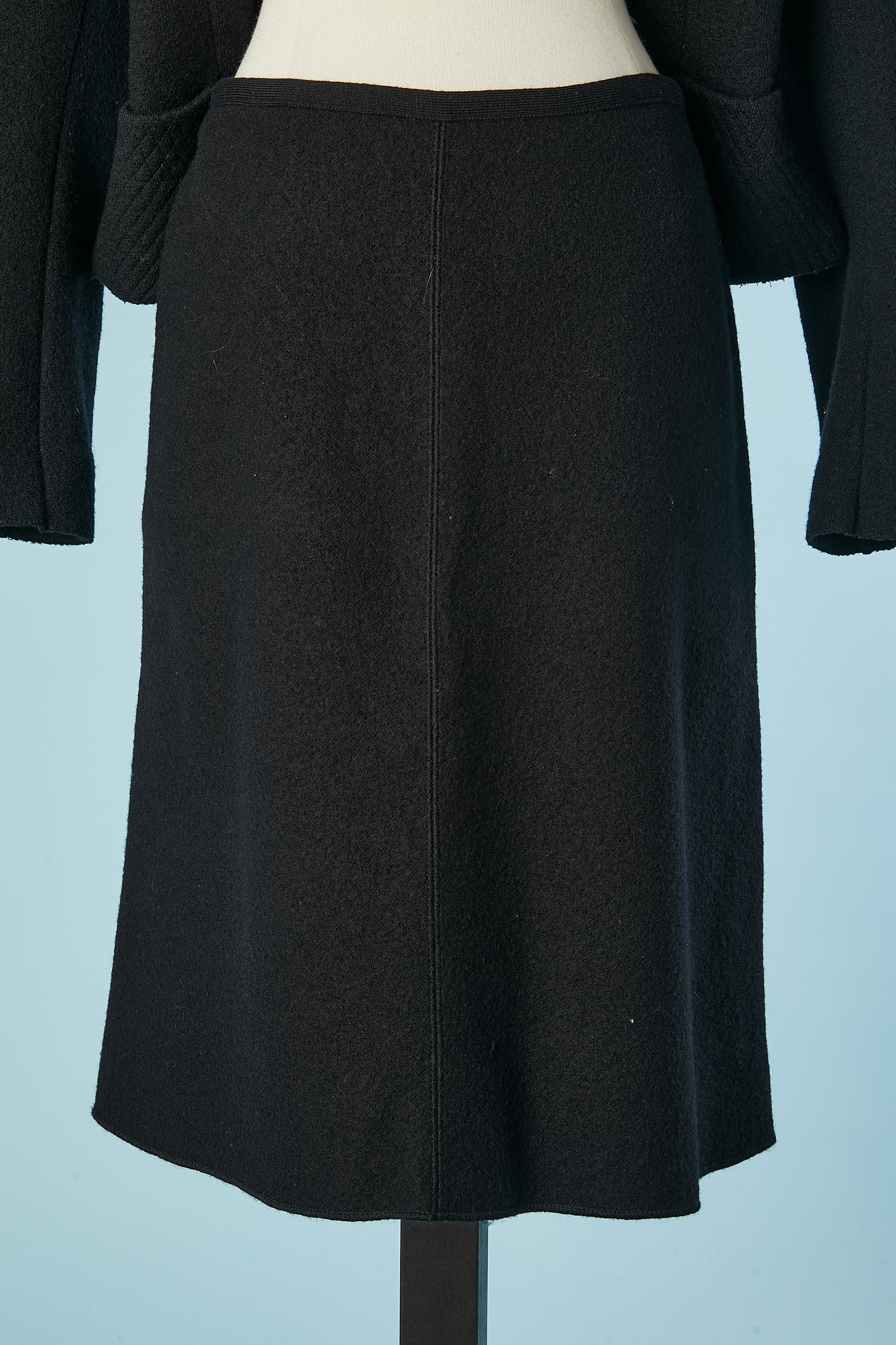 Black wool knit skirt-suit with edge to edge jacket AlaÏa  For Sale 1