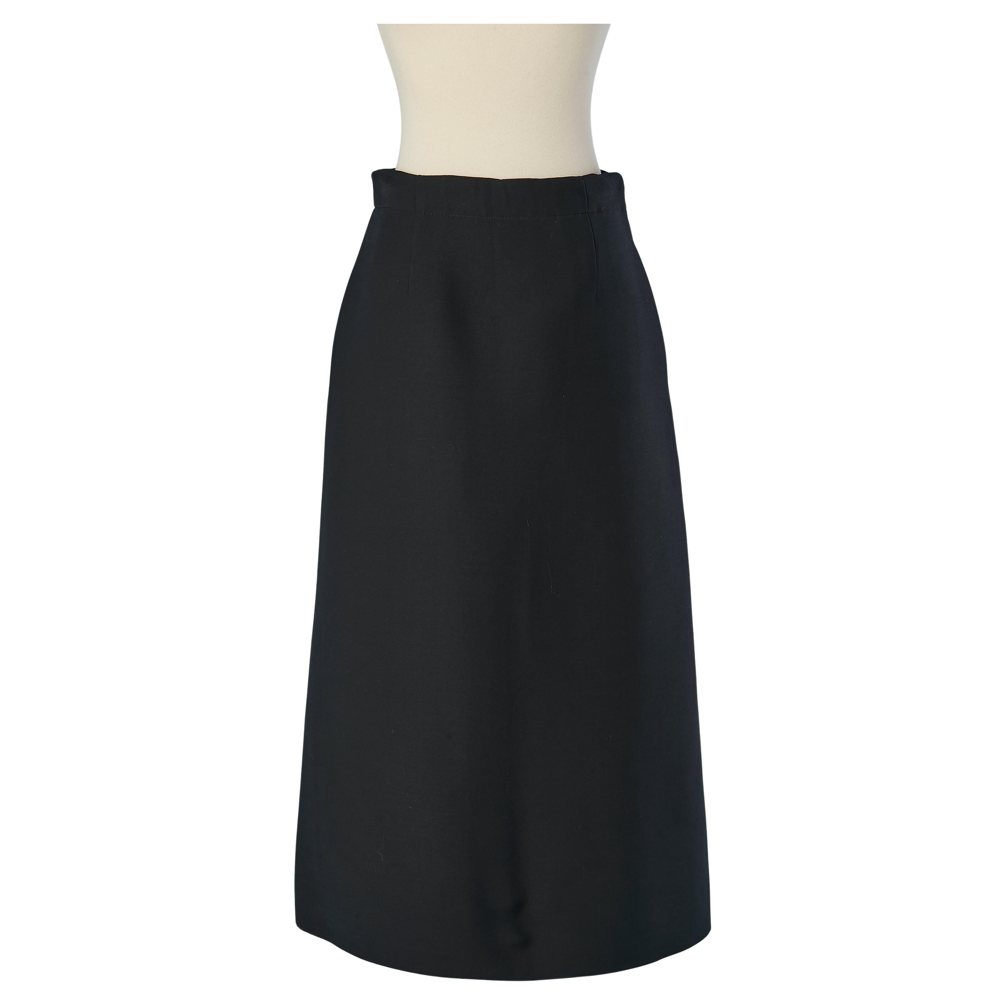 Black wool long flare skirt CHRISTIAN DIOR