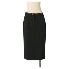 Black wool pencil skirt CELINE