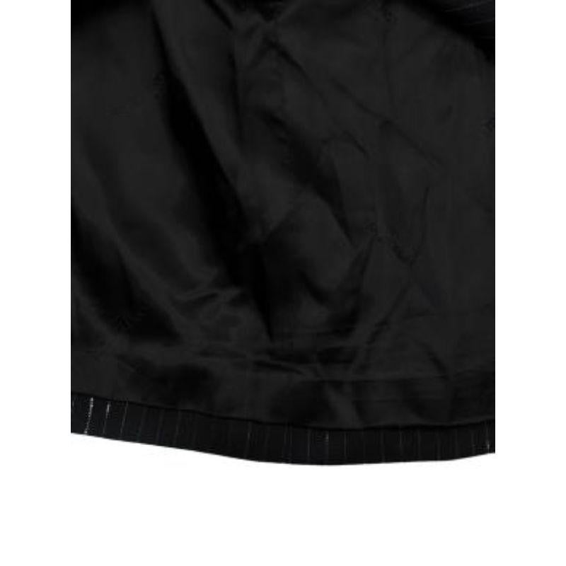 Black wool pinstripe raw edge jacket & shorts For Sale 6