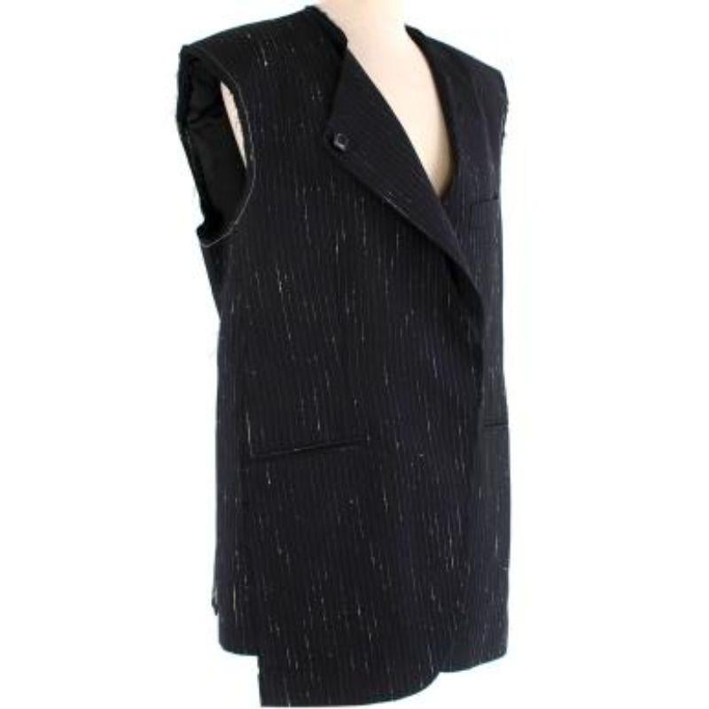 Women's Black wool pinstripe raw edge jacket & shorts For Sale