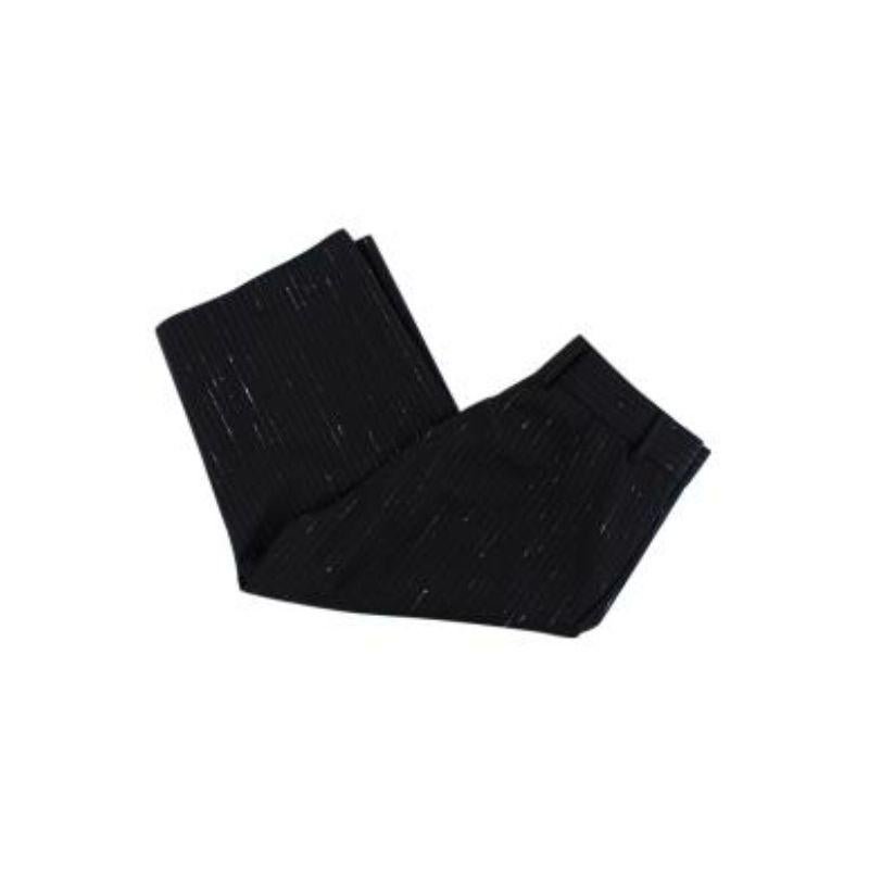 Black wool pinstripe raw edge jacket & shorts For Sale 1