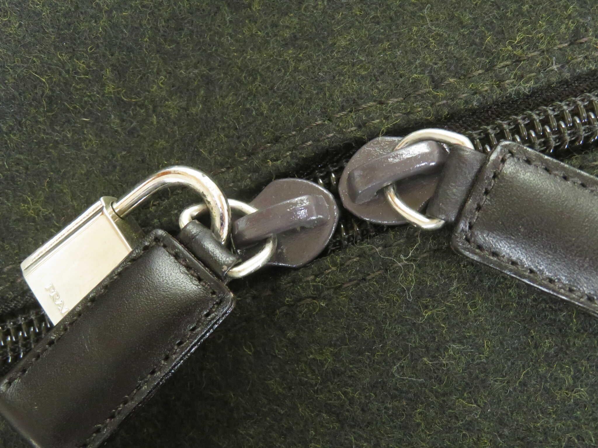 Black wool Prada boston bag with silver-tone hardware, dual flat handles 2
