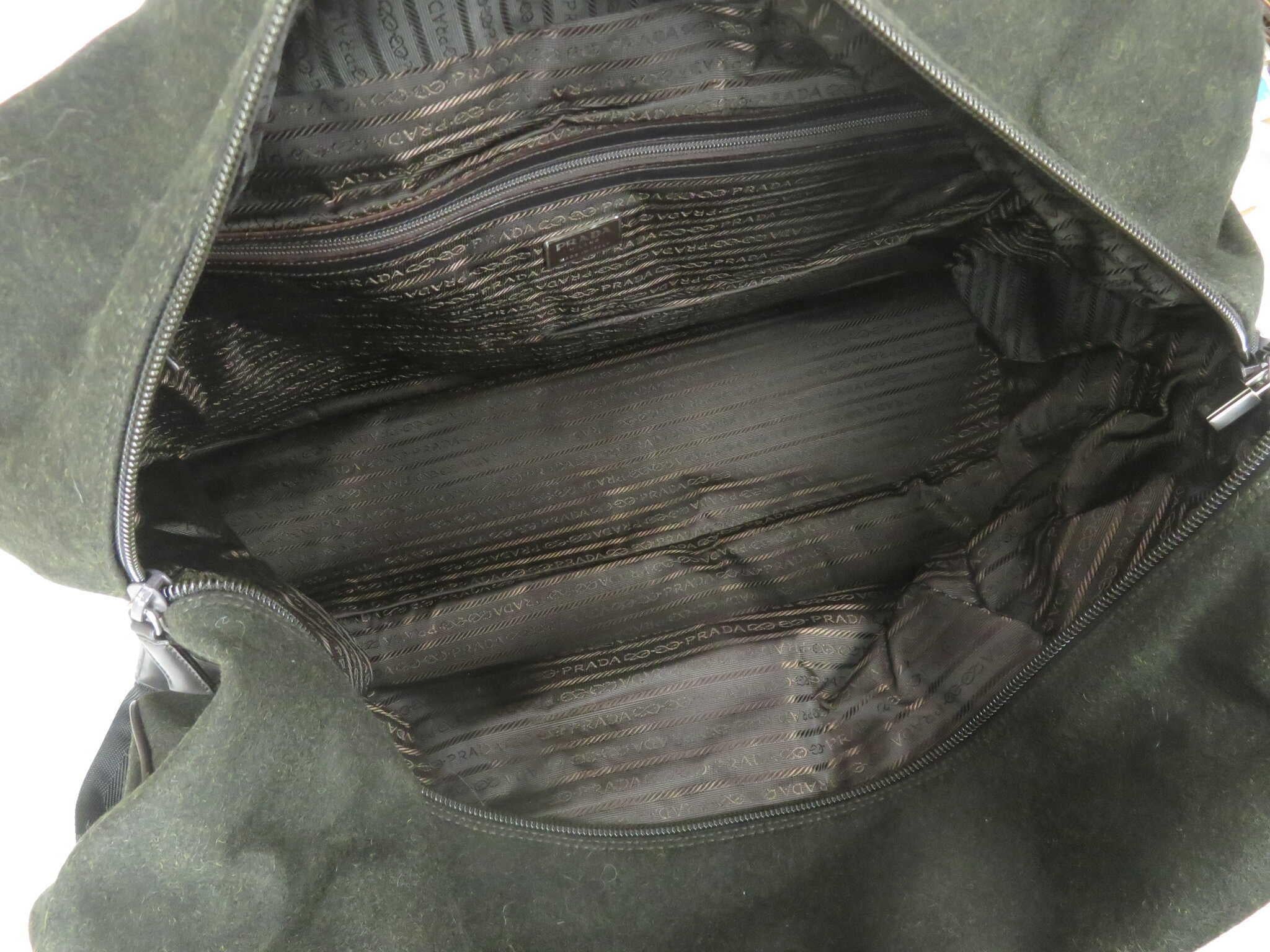 Black wool Prada boston bag with silver-tone hardware, dual flat handles 3