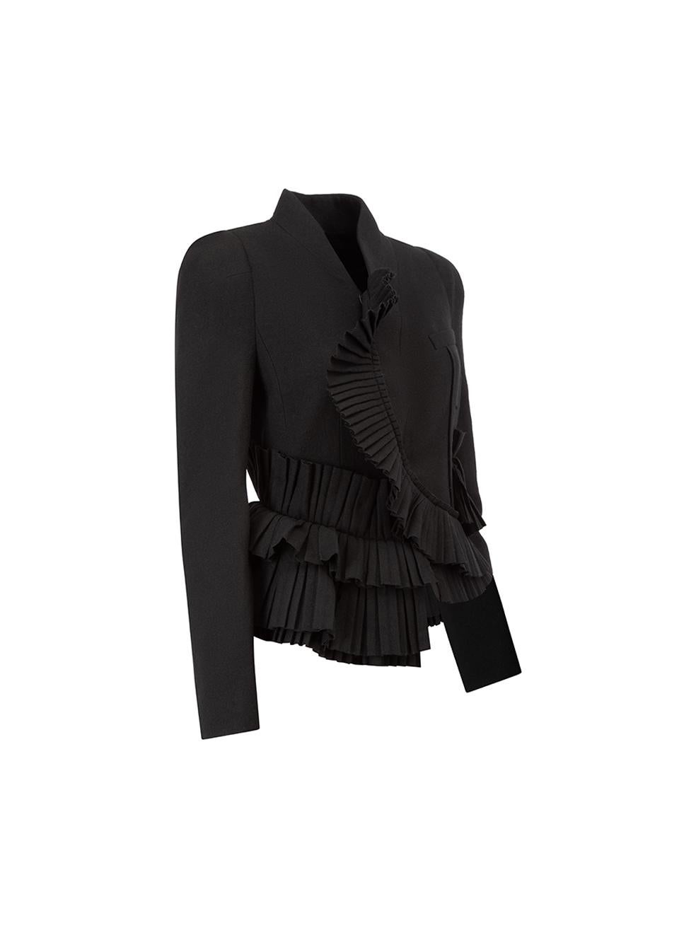 CONDITION is Very good. Hardly any visible wear to jacket is evident on this used Givenchy designer resale item. 



Details


Black

Wool

Fitted jacket

Ruffles trimmings

Asymmetric front snap button closure

Zipped cuffs

Single chest