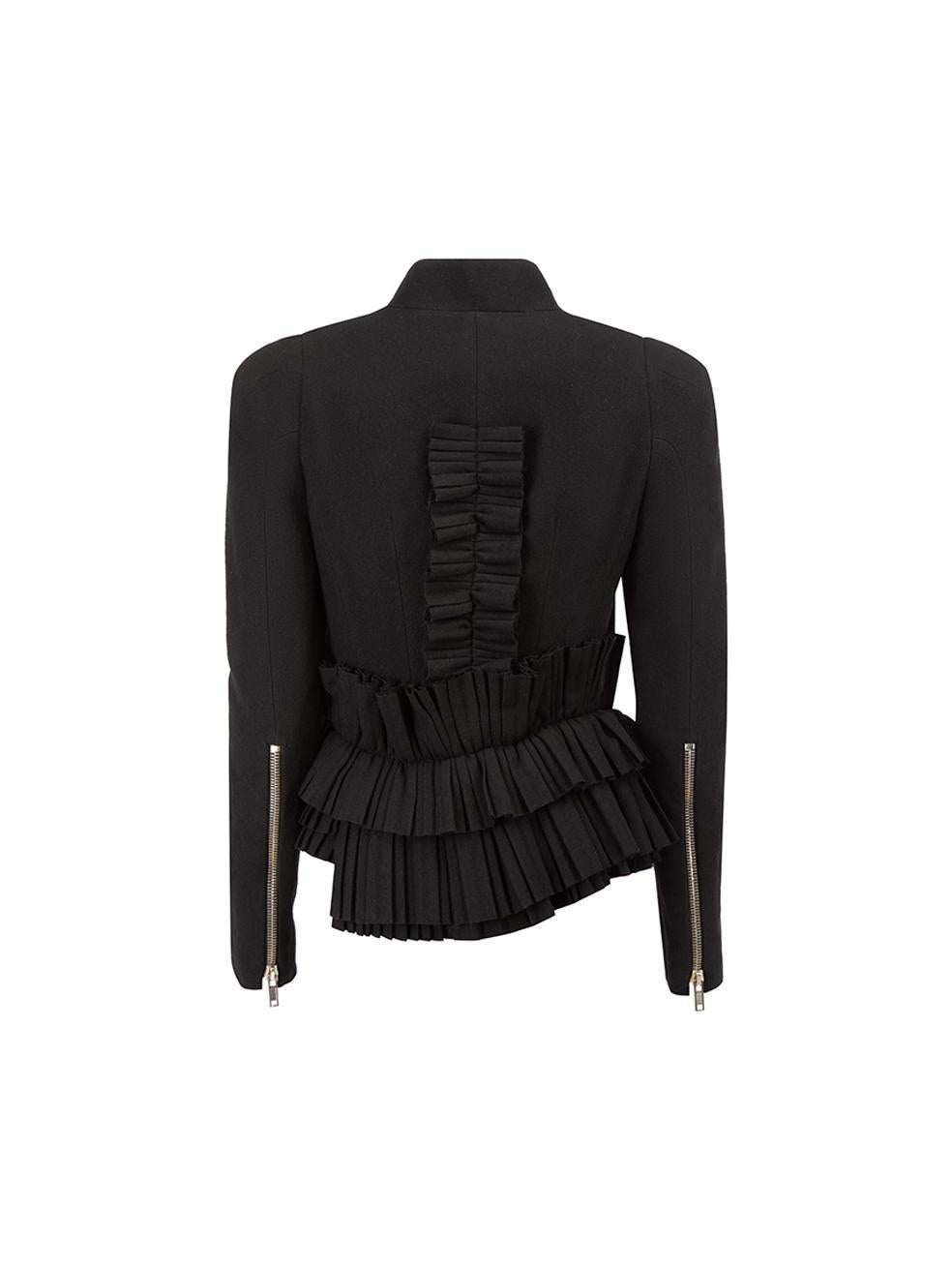 Givenchy Black Wool Ruffle Trim Asymmetric Jacket Size M In Good Condition In London, GB
