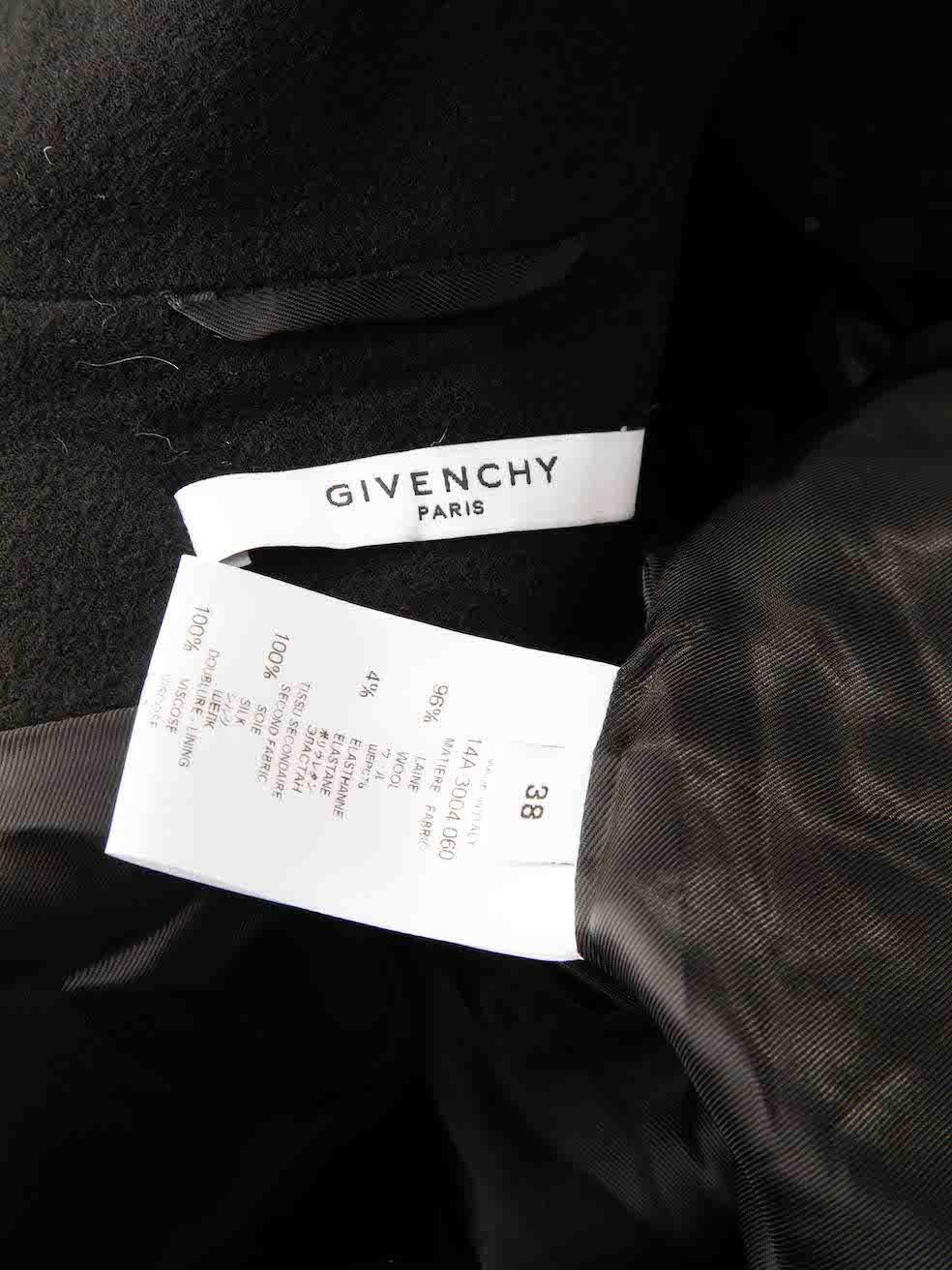 Women's Givenchy Black Wool Ruffle Trim Asymmetric Jacket Size M