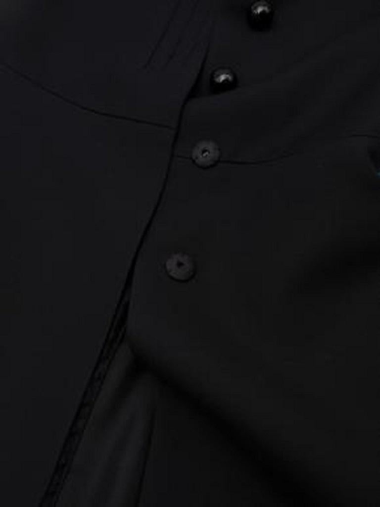 Black Wool-Silk Crepe Embellished Collar Shirt Dress For Sale 1