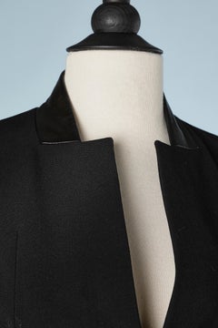 Black wool single breasted blazer with leather collar Gucci