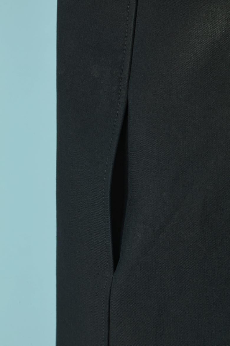Manteau croisé en laine noire avec nœud en cuir BALENCIAGA Pour femmes en vente