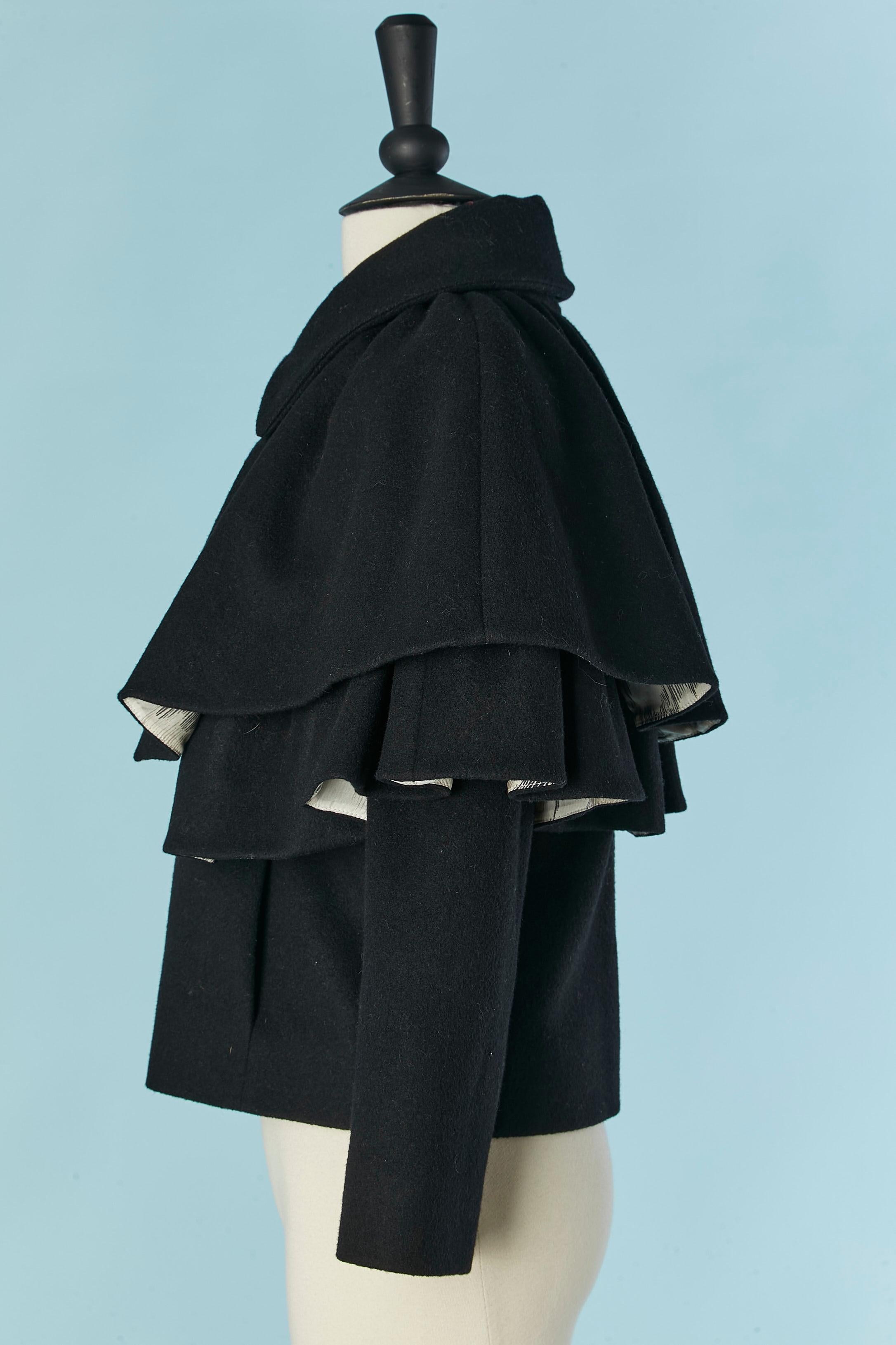 Einreihige Jacke aus schwarzer Wolle mit Doppelumhang M MISSONI im Angebot 1